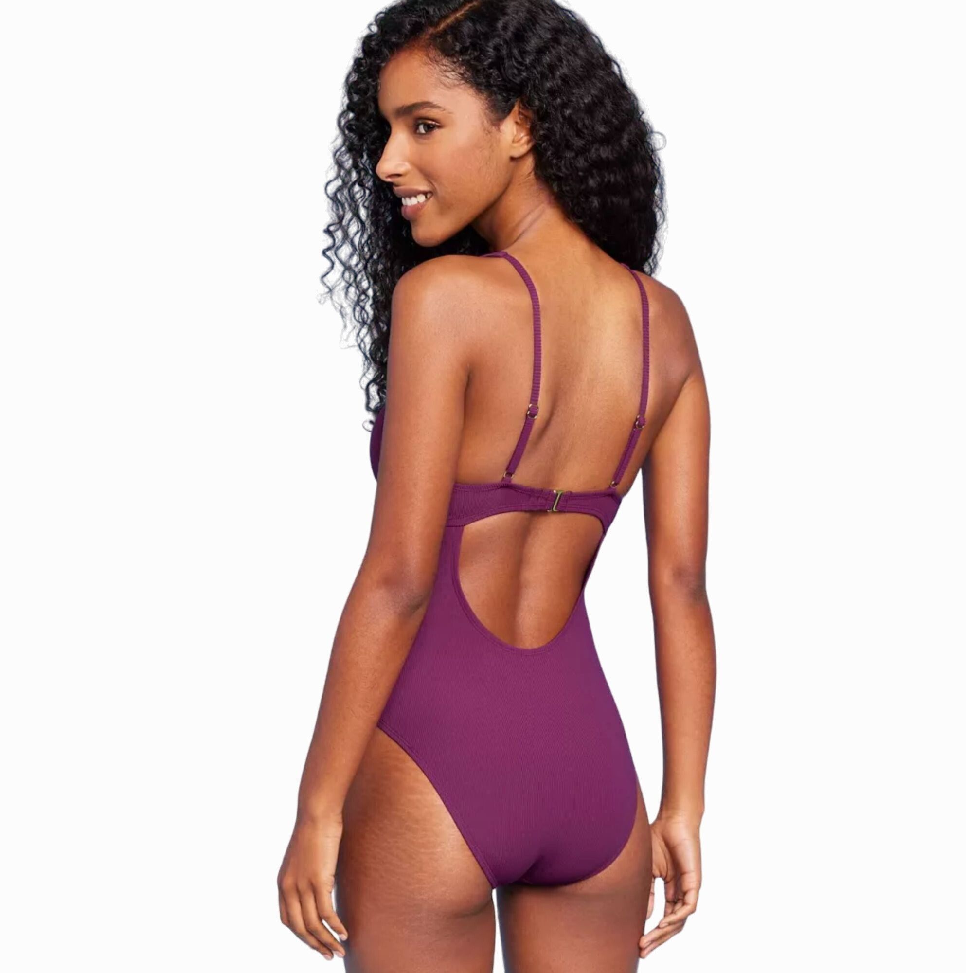 Other Shade & Shore - Women's Ribbed Plunge Twist-Front One Piece Size ONE SIZE - 2 Thumbnail