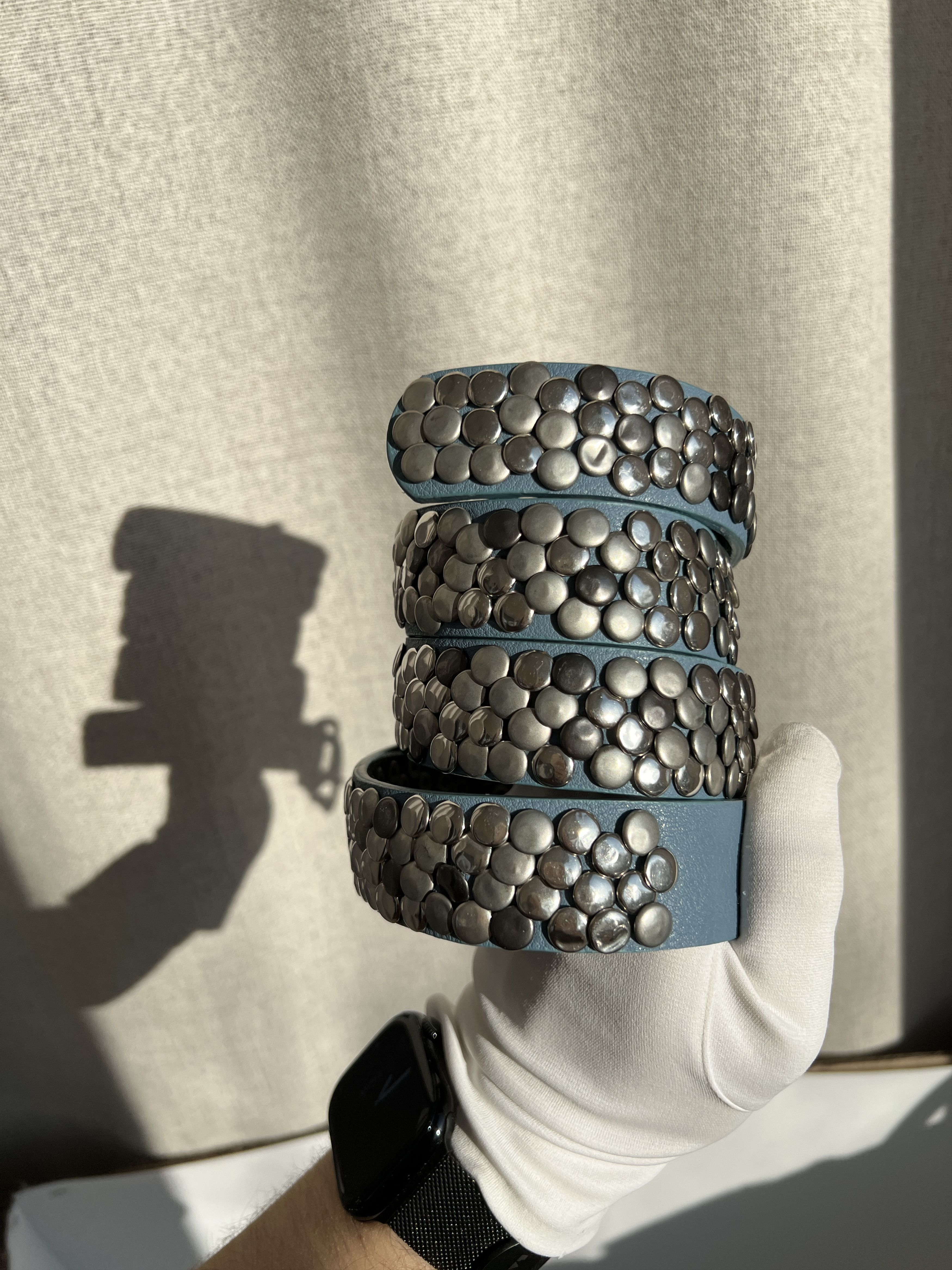 Vintage BB Style Rhinestones Blue Punk Style Belt Blue Size ONE SIZE - 5 Thumbnail