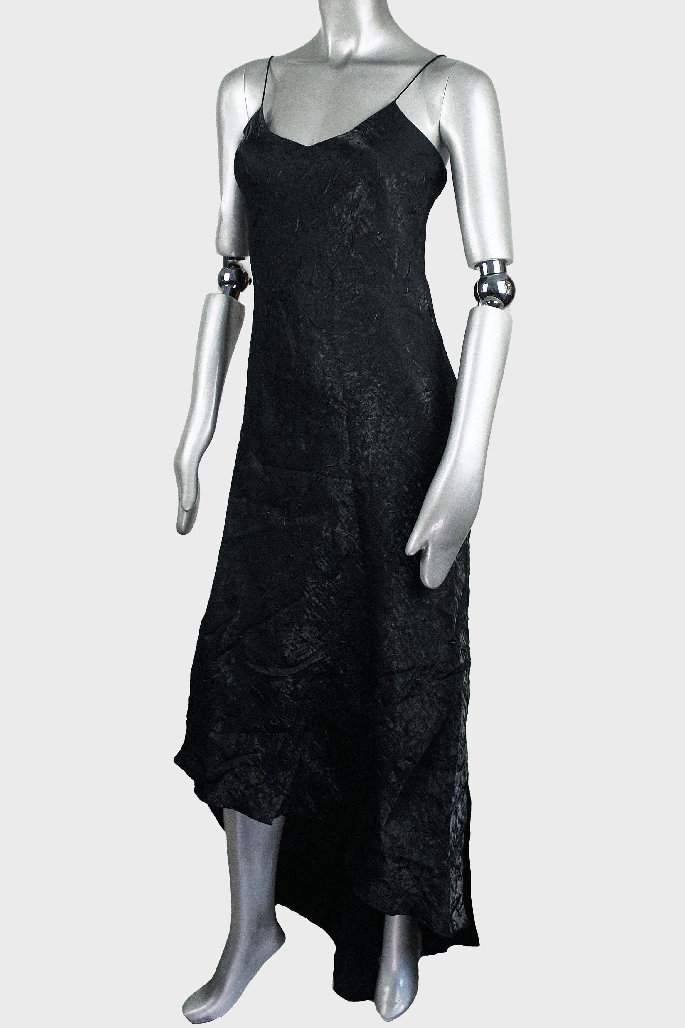 Vintage Lu Lu Fl'h maxi black textured evening dress made in France Size XS / US 0-2 / IT 36-38 - 4 Thumbnail