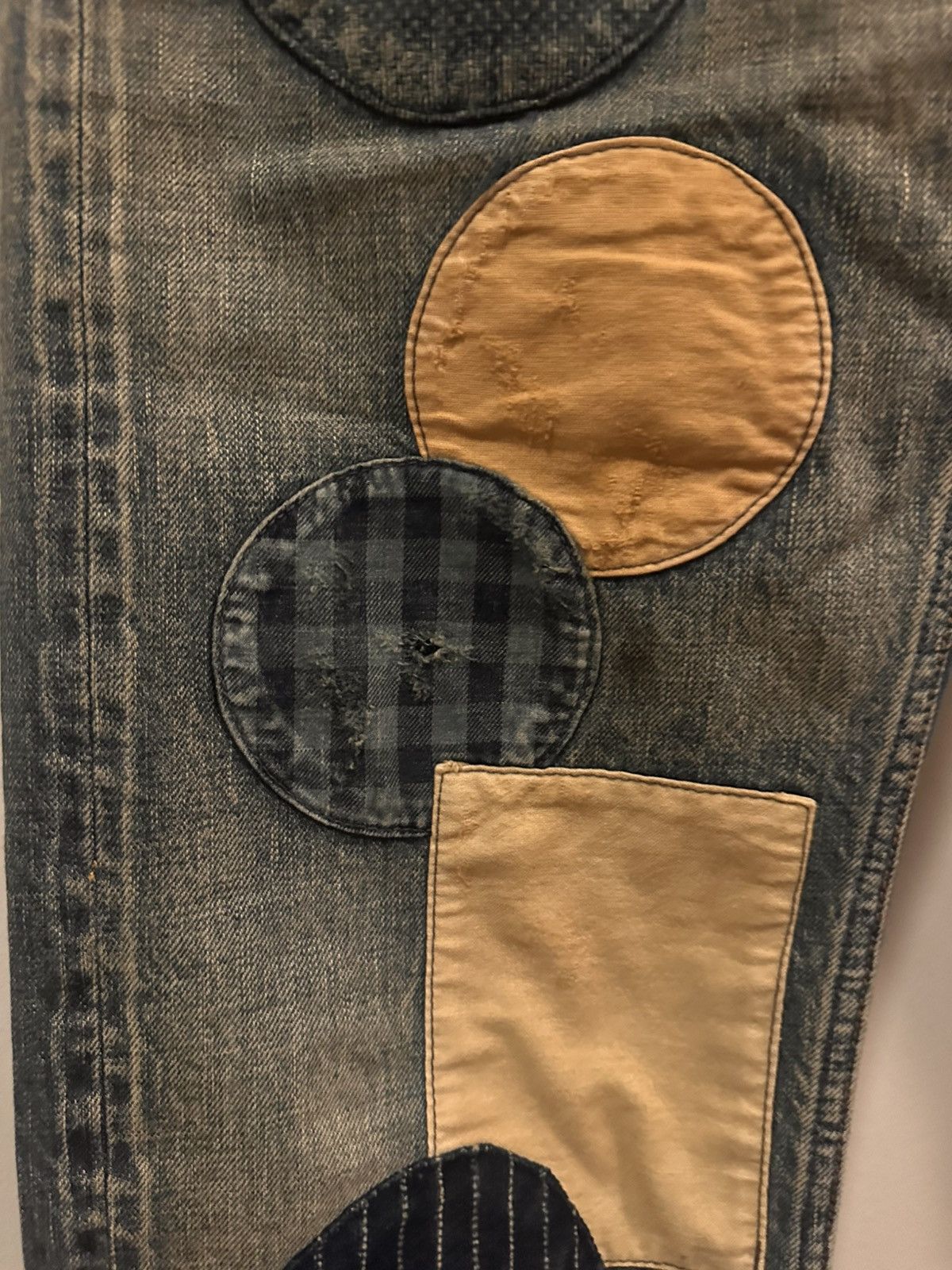 FDMTL JAPANESE BRAND FDMTL CLASSIC FIT PATCHWORK JEANS Size US 30 / EU 46 - 3 Thumbnail