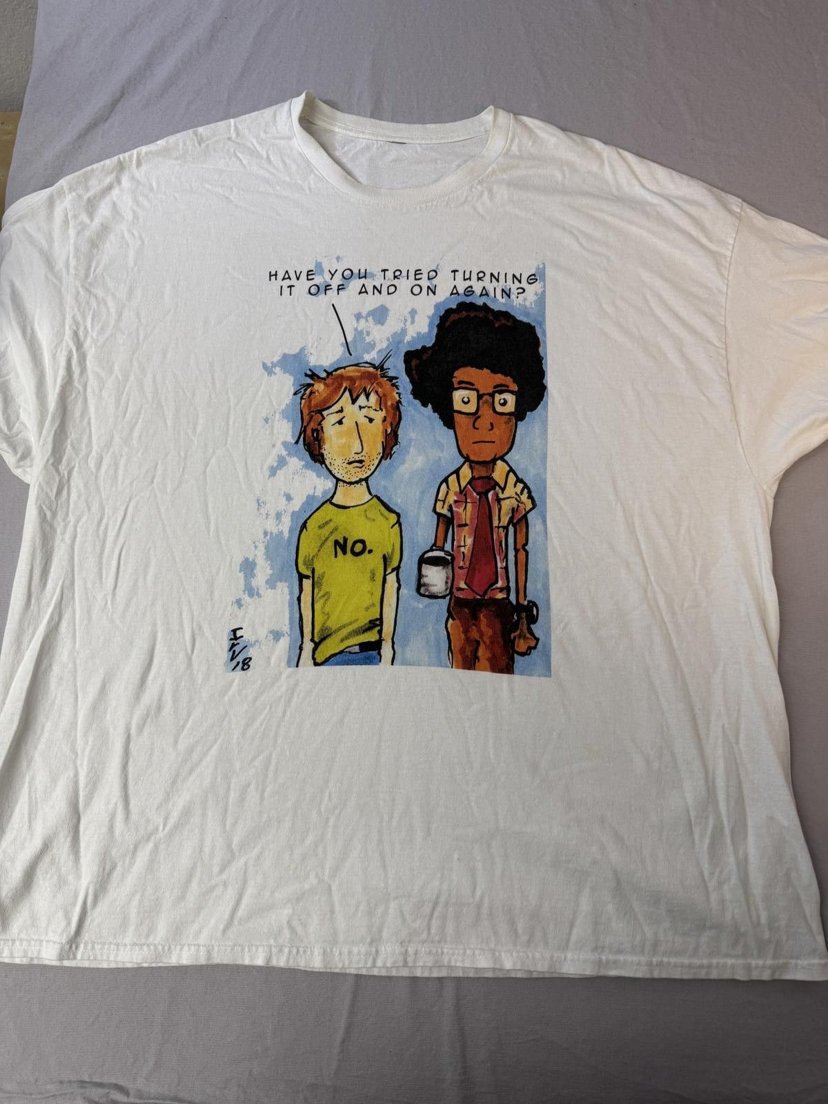 Designer The IT Crowd Tv Show T-shirt Turning it off and on again 3XL Size US XXL / EU 58 / 5 - 1 Thumbnail