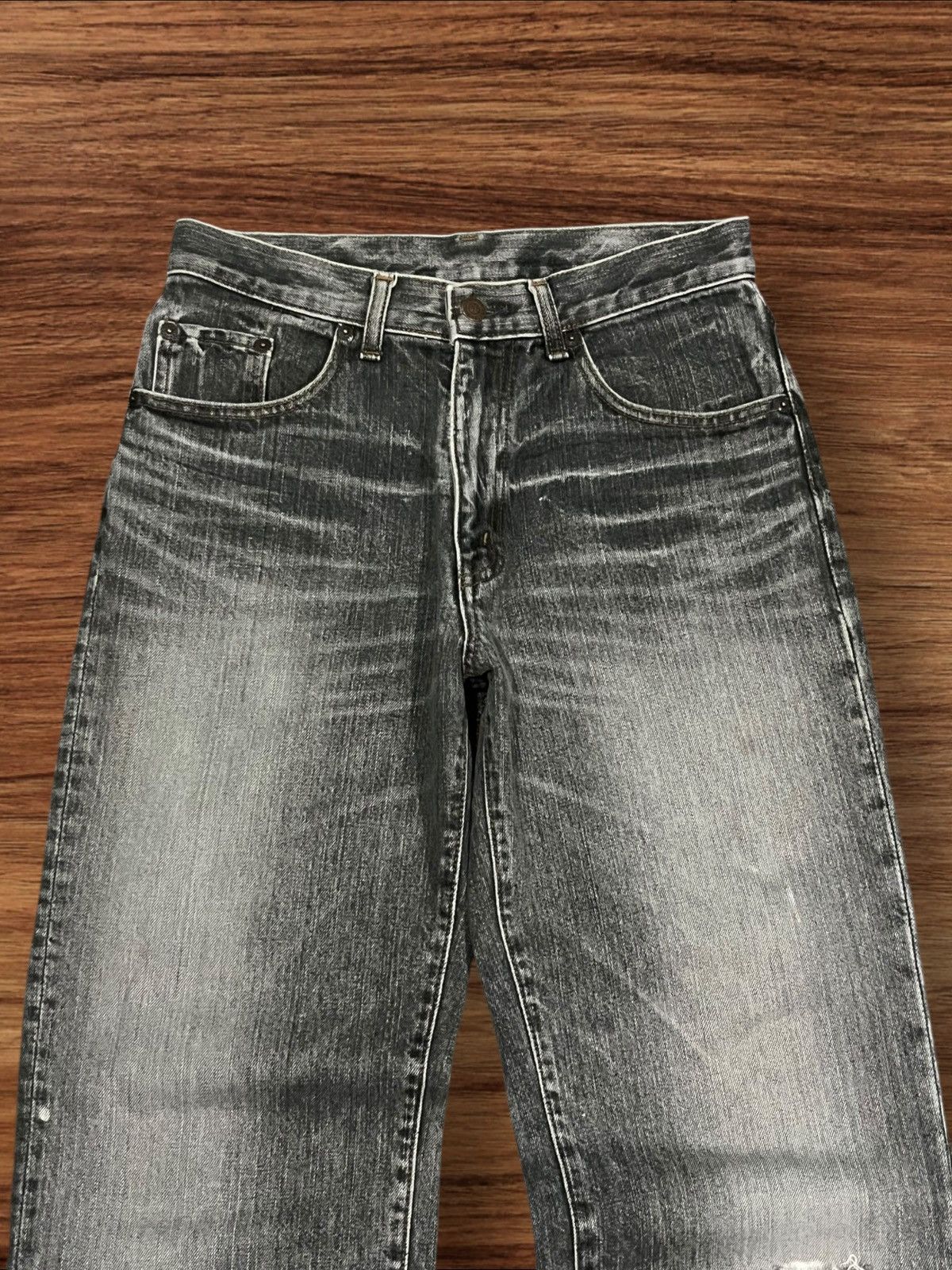 Japanese Brand ⚡️Distressed⚡️Vintage Japanese Brand GL Heart Black Faded Jean Size US 28 / EU 44 - 4 Thumbnail