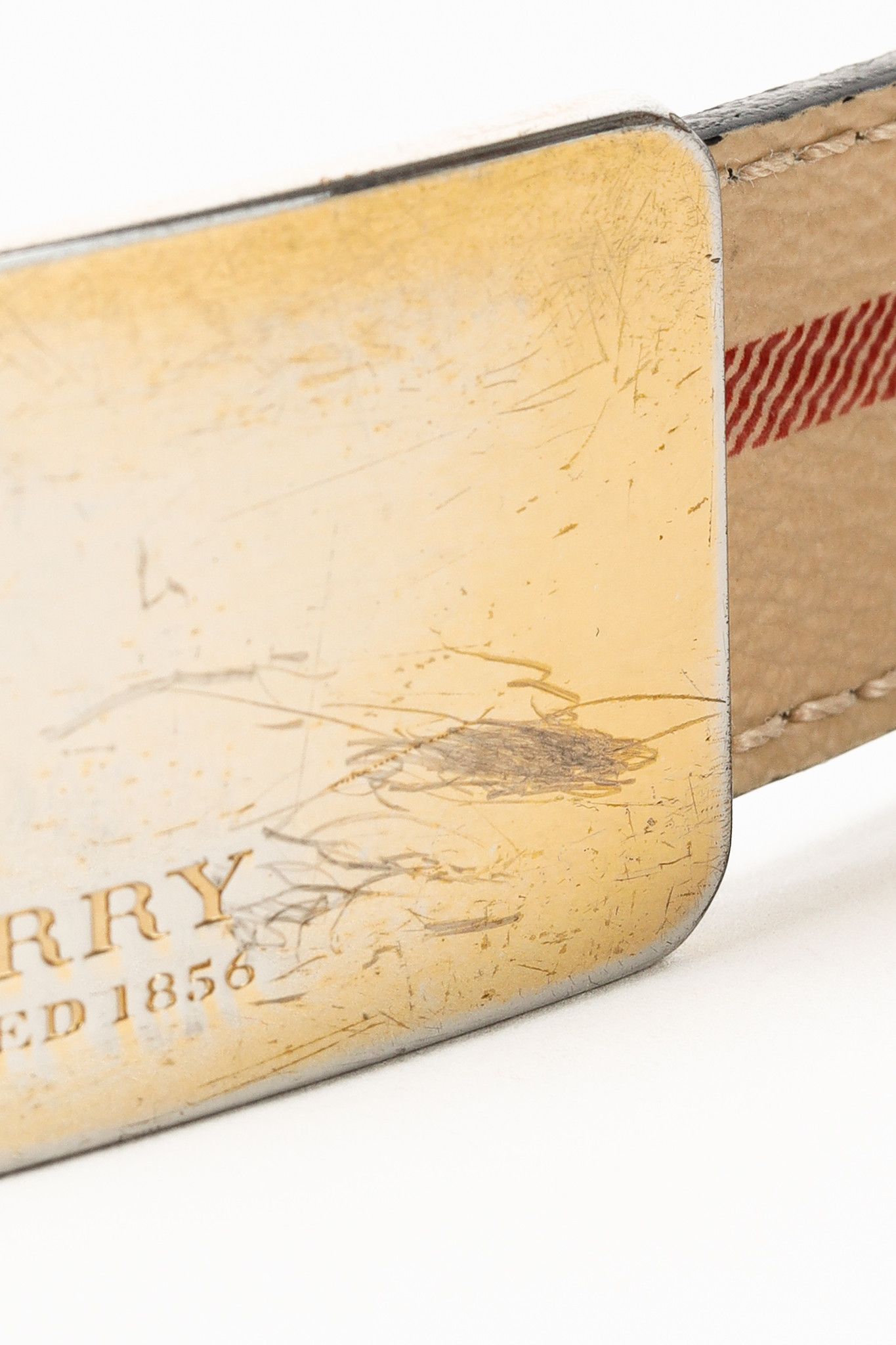 Burberry Burberry Classic Nova Check Gold Plaque Buckle Belt Size ONE SIZE - 6 Thumbnail