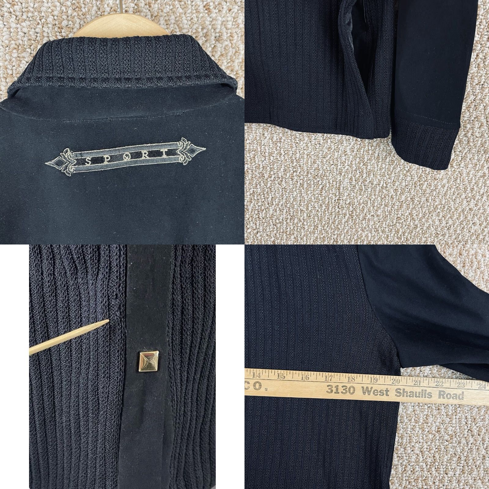 Vintage St John Jacket Medium Ribbed Sanatana Knit Black Wool Short Sleeve? (Note: The original title does not specify short sleeves; keep as Jacket) Size M / US 6-8 / IT 42-44 - 8 Thumbnail