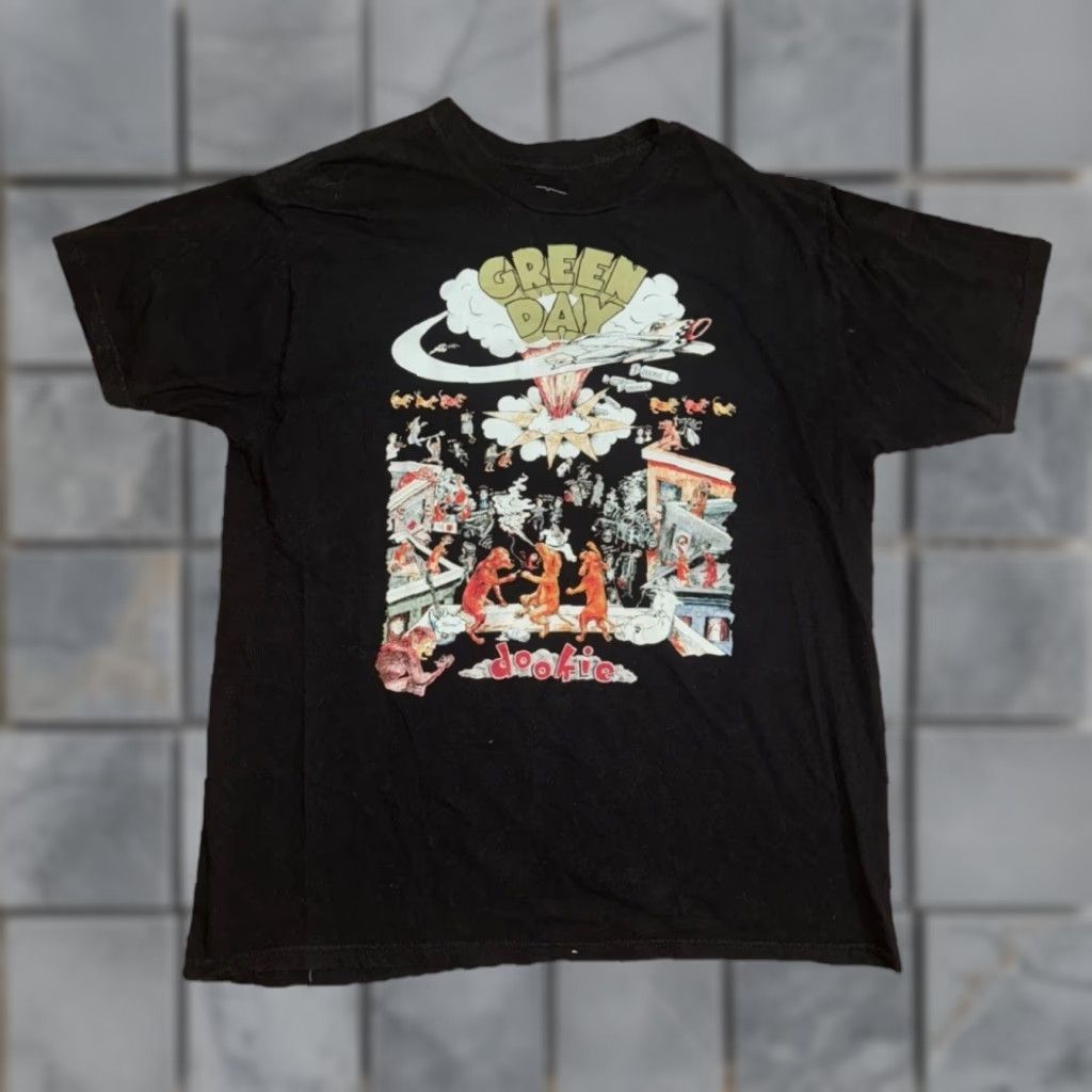 Vintage VINTAGE Green Day Dookie Band T-Shirt Black Men’s Large Graphic Print Tee 90s Punk Rock Men Size US L / EU 52-54 / 3 - 1 Thumbnail