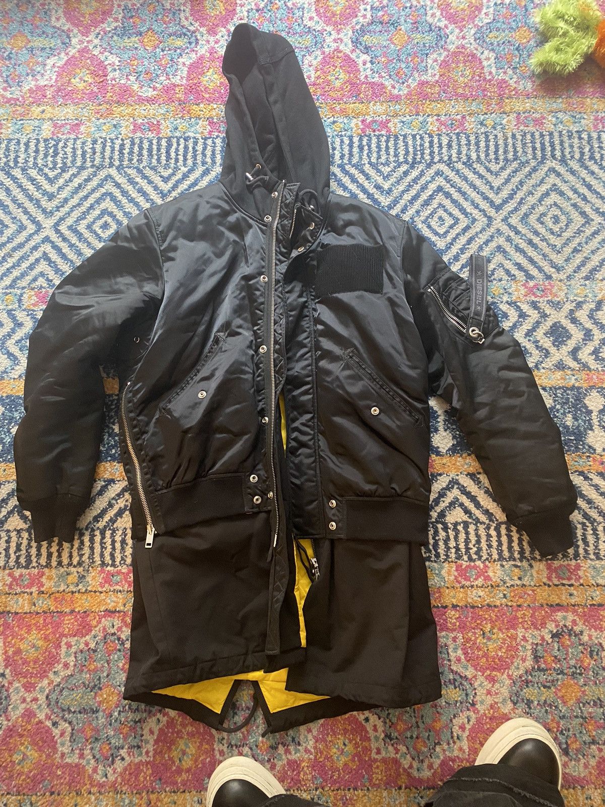 Diesel DIESEL Unreleased Bomber/Parka, Hooded, Black and Yellow Size US L / EU 52-54 / 3 - 1 Thumbnail