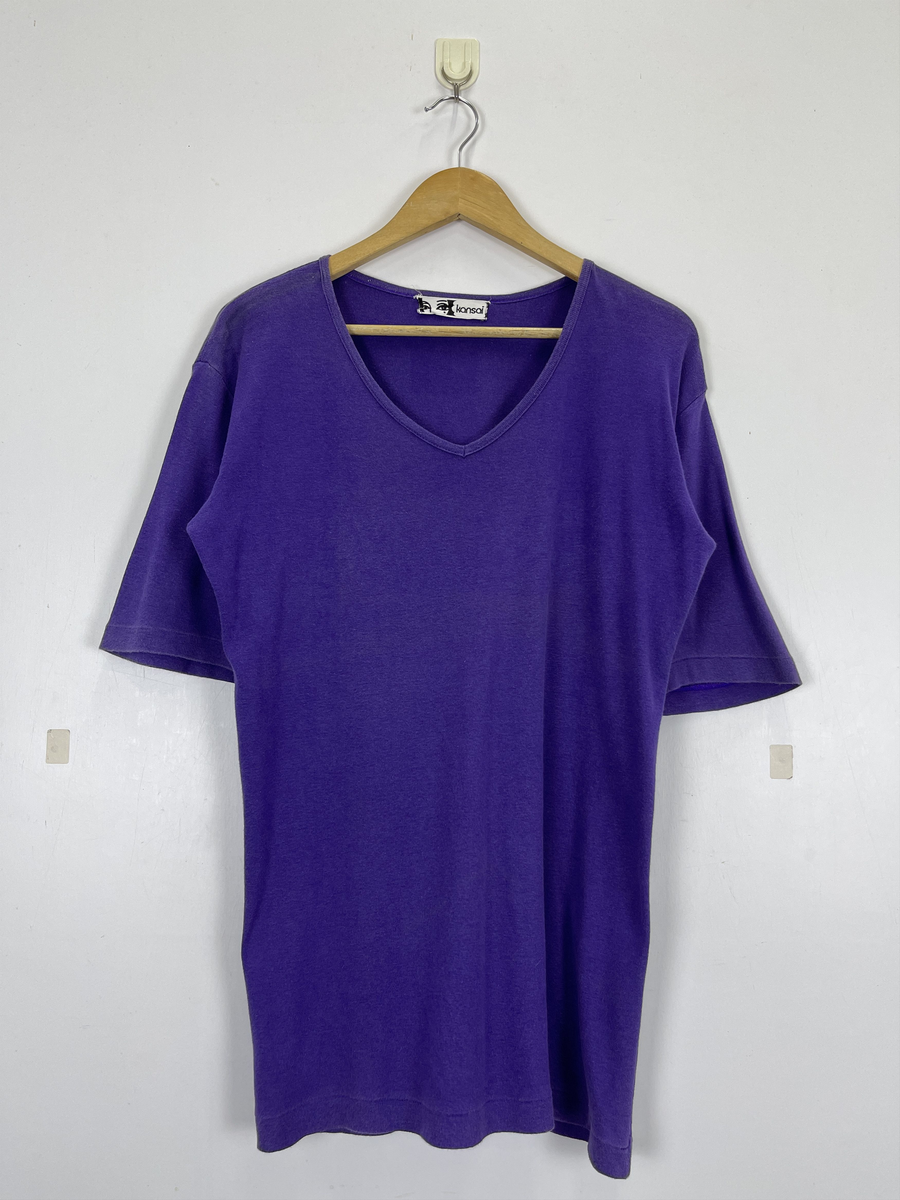 Kansai Yamamoto × Vintage Vintage Kansai Yamamoto V-Neck Plain Tshirt TA0439 Size US M / EU 48-50 / 2 - 1 Thumbnail