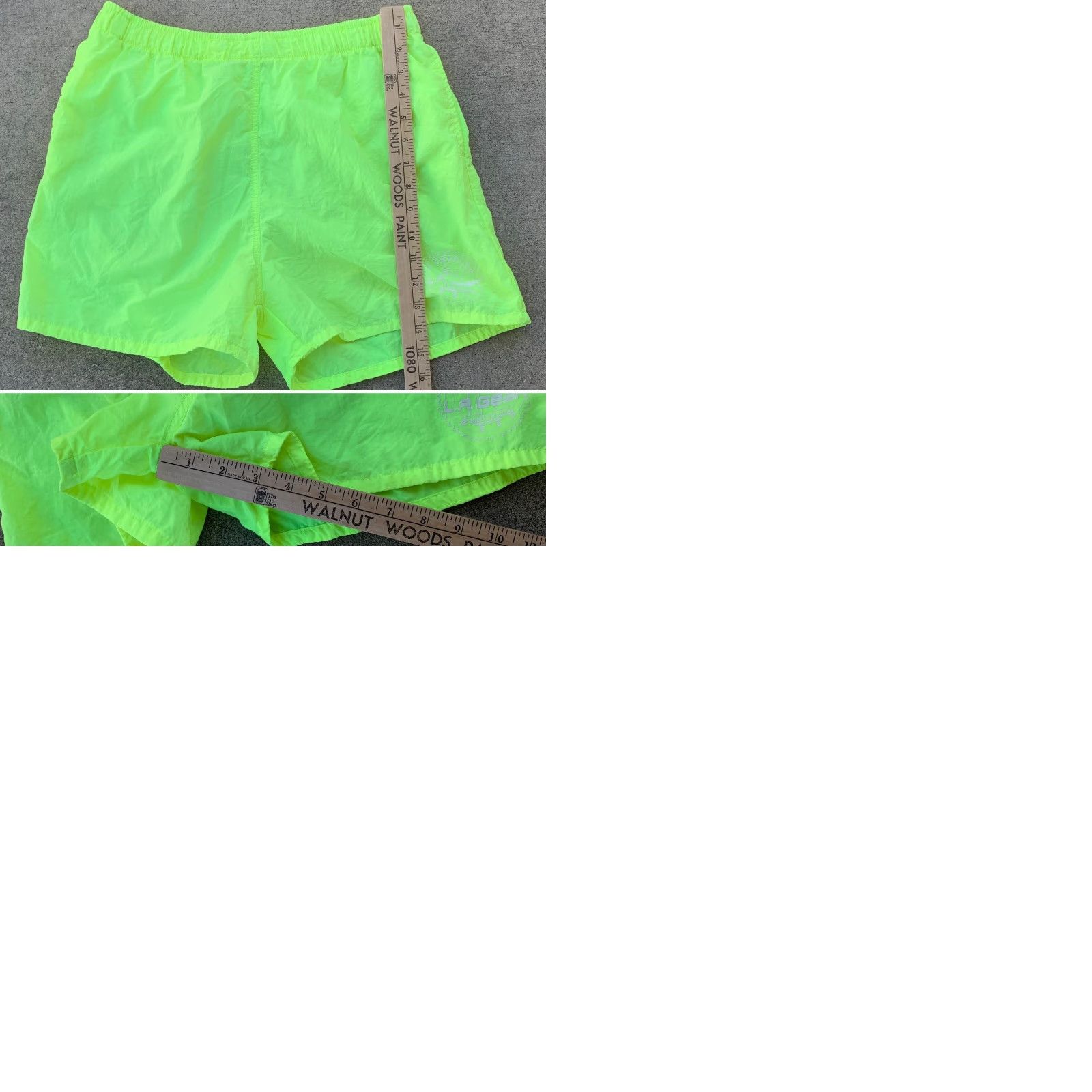 La Gear VINTAGE LA GEAR shorts neon yellow nylon windbreaker fabric size M Size US 31 - 9 Thumbnail