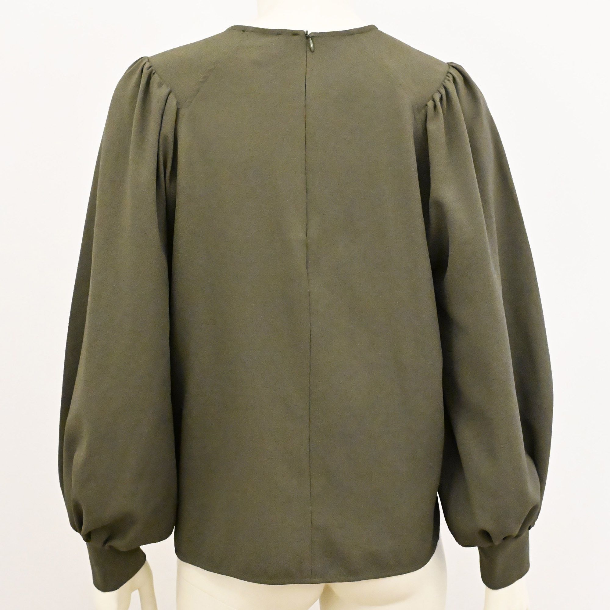 Ganni Ganni puff sleeve blouse in khaki green size S Size S / US 4 / IT 40 - 6 Thumbnail