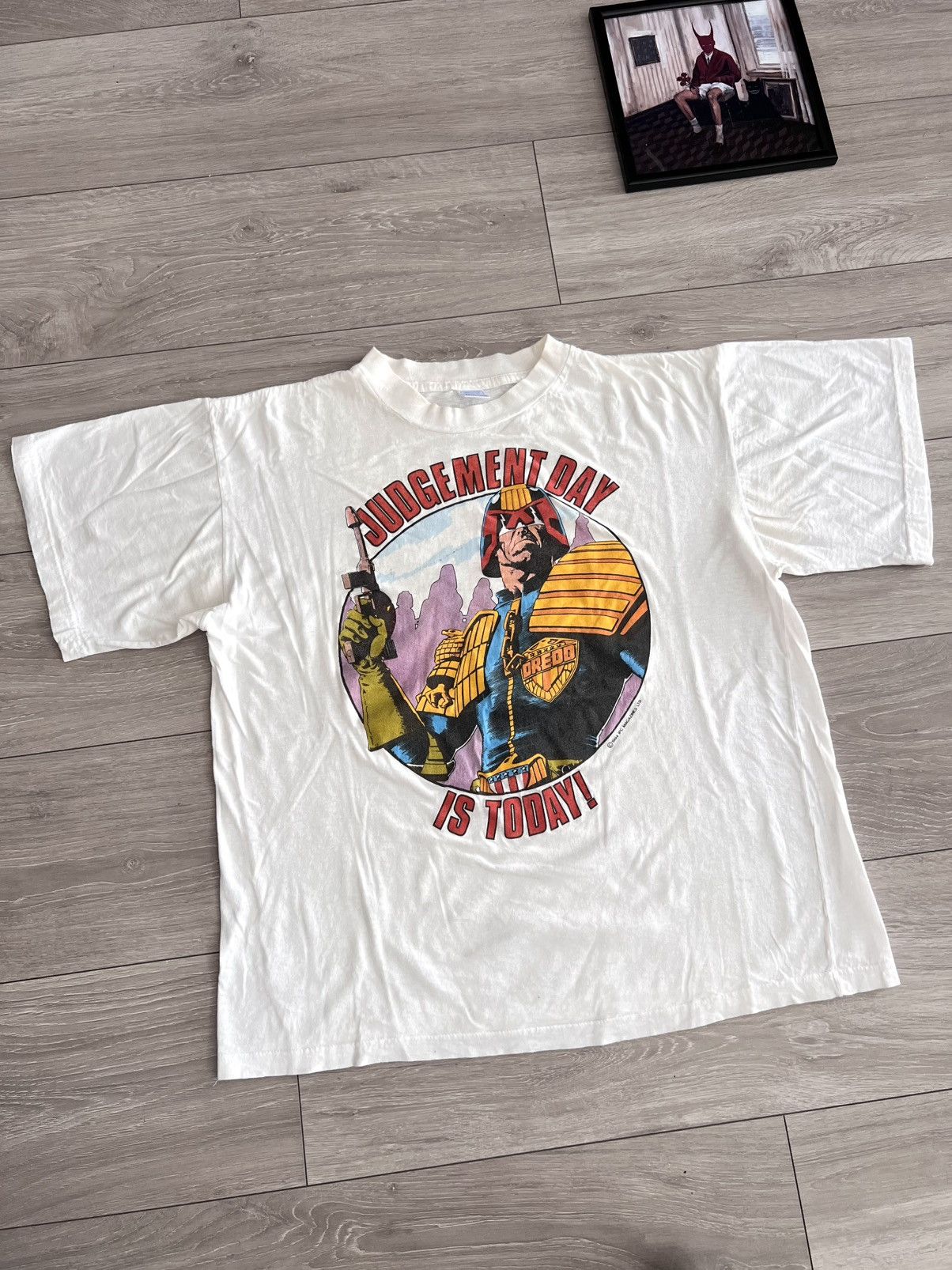 Vintage 1984 Judge Dredd Judgement Day Comic Anime T Shirt 80s Rare Size US XL / EU 56 / 4 - 1 Thumbnail
