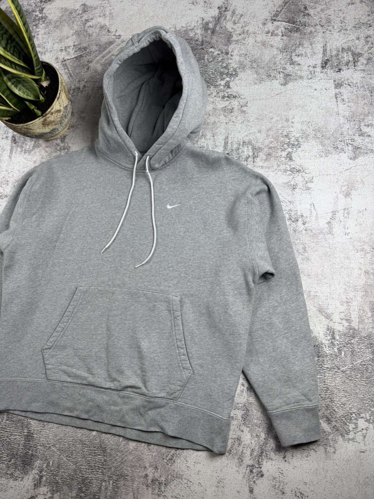 Nike Nike Swoosh Gray Basic Blank Dense Hoodie Pullover Sweatshirt Size US L / EU 52-54 / 3 - 3 Thumbnail