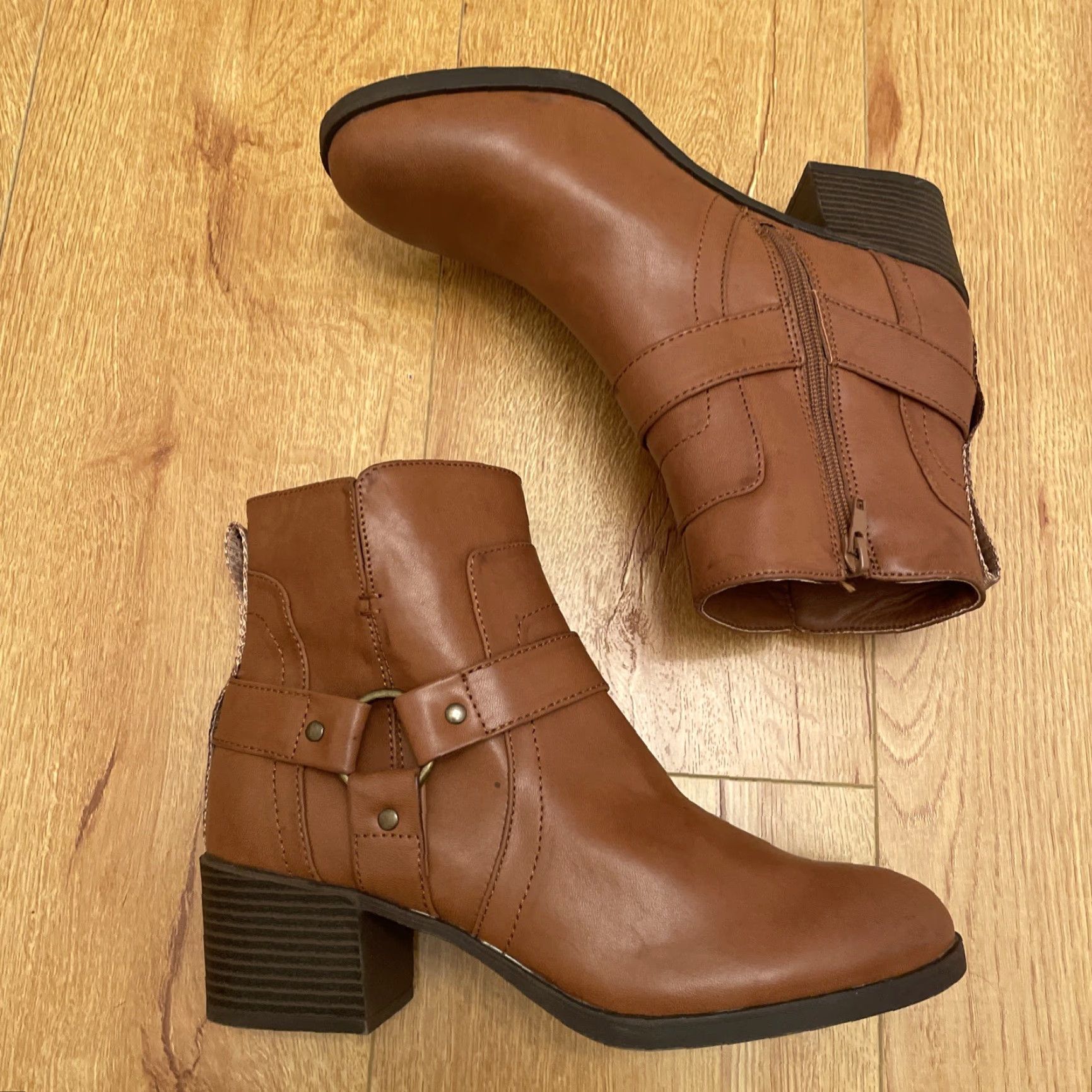 Vintage Rocket Dog Lex Biker Boots Women 9.5 Cognac Leather Effect NWOT Chunky Heel Boots Size US 7 / IT 37 - 6 Thumbnail