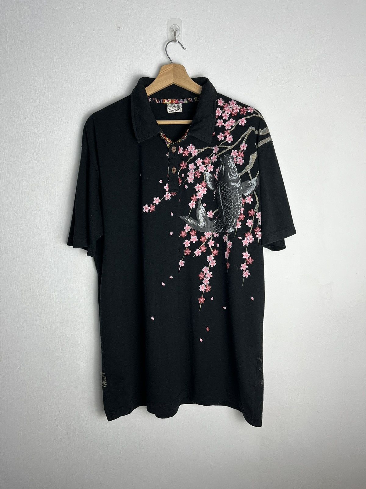 Japanese Brand Sukajan Polo T Shirt Fish Koi Dragon Tiger Sakura Size US XL / EU 56 / 4 - 4 Thumbnail