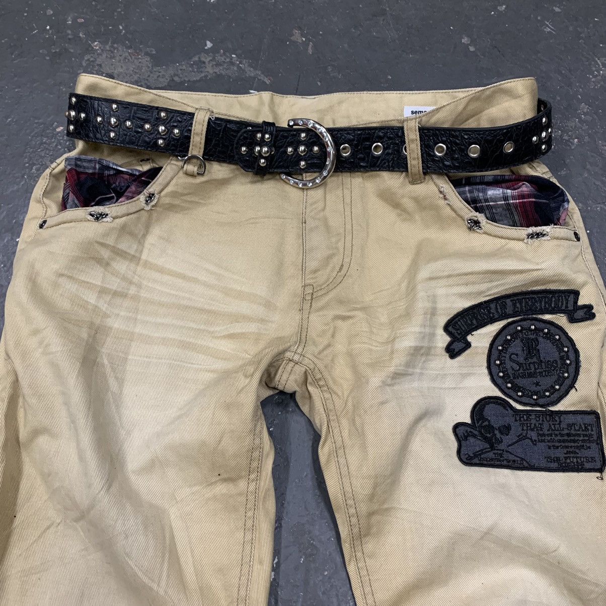 semanticdesign semantic design chain pocket skull patch bootcut pants Size US 33 - 7 Thumbnail