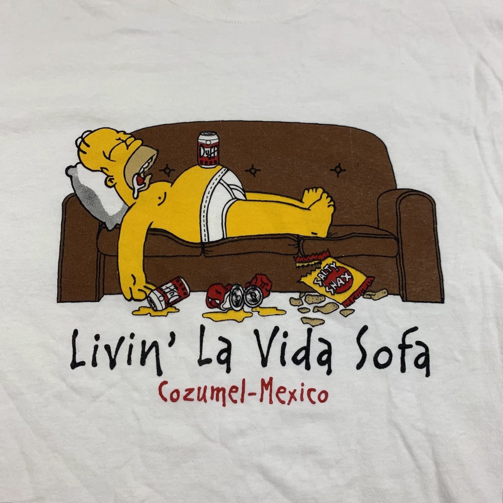Vintage VINTAGE Livin La Vida Sofa Homer T Shirt Adult XL White Cozumel Mexico Funny Graphic Tee Size US XL / EU 56 / 4 - 2 Thumbnail