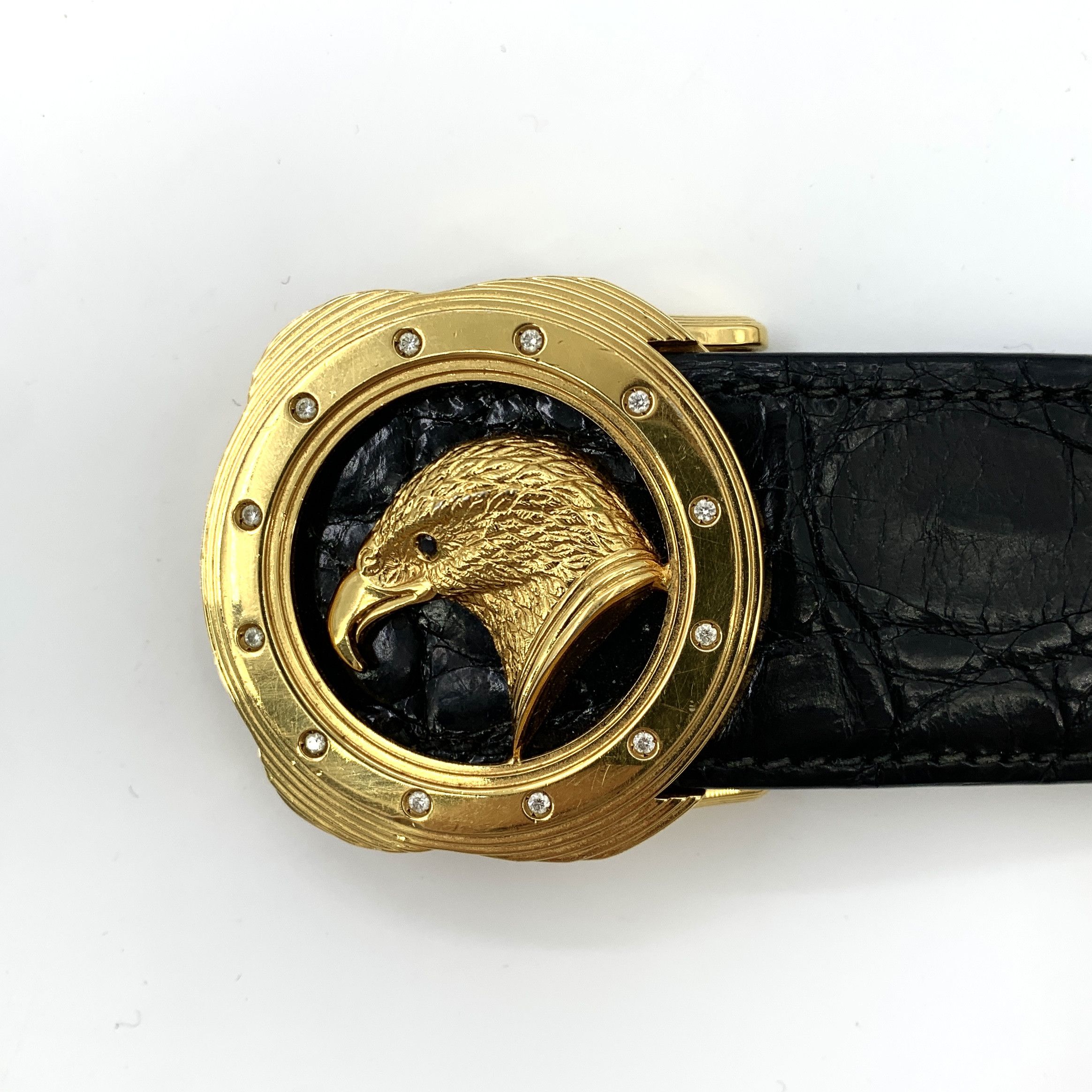 Stefano Ricci Stefano Ricci Black Crocodile Leather Eagle Belt (107×4cm) Size ONE SIZE - 4 Thumbnail