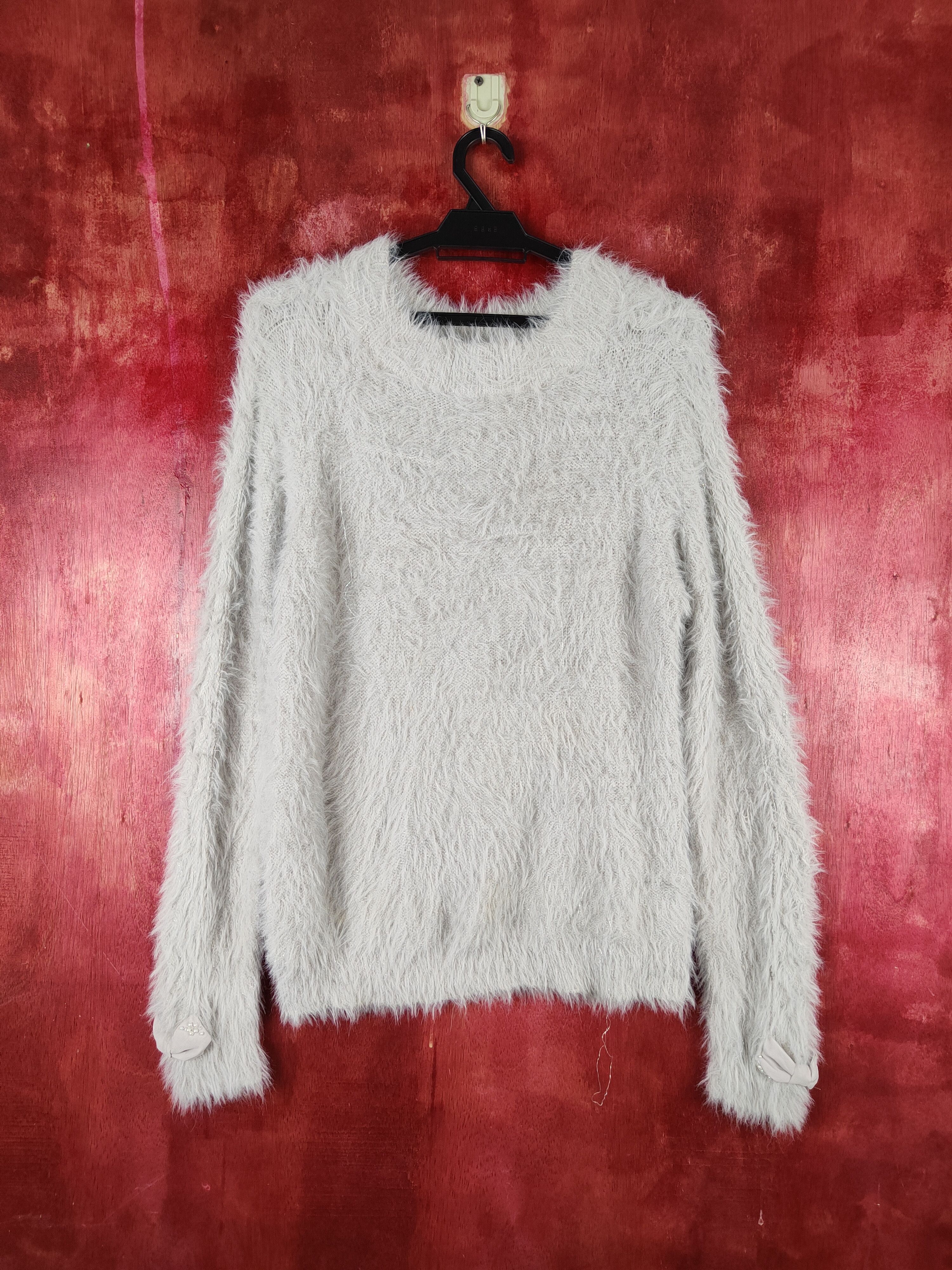 Japanese Brand × Vintage Vintage Persodea Light Gray Fur Mohair Knitwear Size S / US 4 / IT 40 - 1 Thumbnail