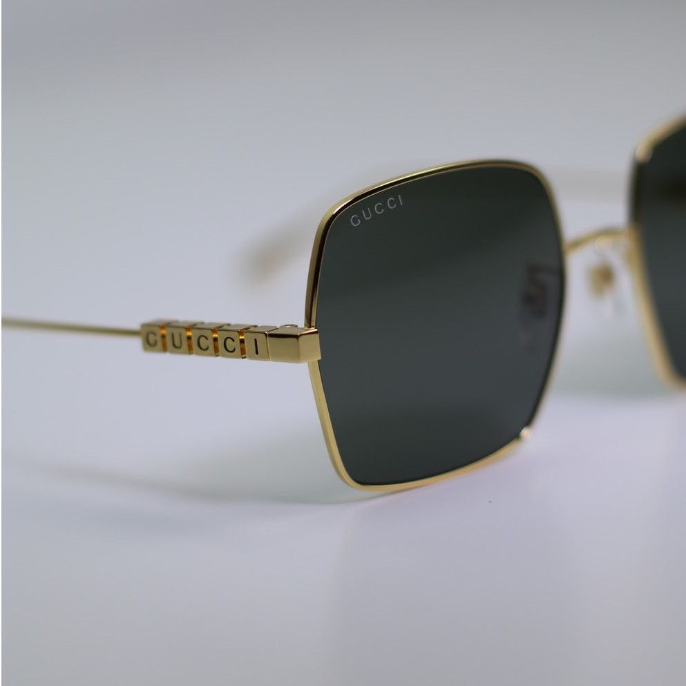 Gucci NEW Gucci GG1434S 001 Yellow Gold Grey Unisex Authentic Size ONE SIZE - 5 Thumbnail
