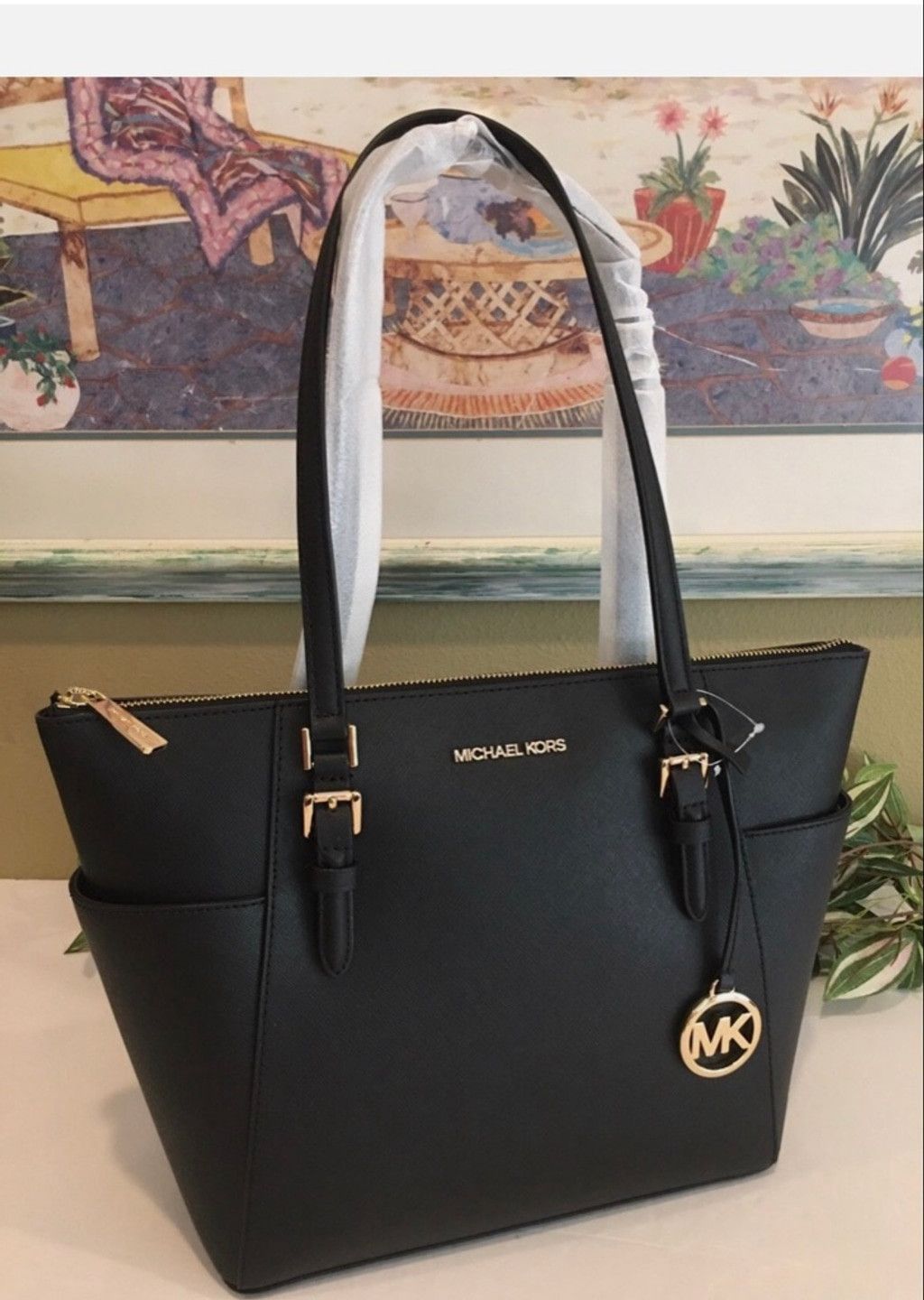 Michael Kors Michael Kors Charlotte Black Leather Large Zip Tote Bag Size ONE SIZE - 4 Thumbnail
