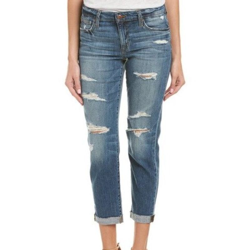 Joe's Joe's Jeans Kency Boyfriend Slim Crop Blue Distressed 25 Size 25" / US 0 / IT 36 - 1 Thumbnail
