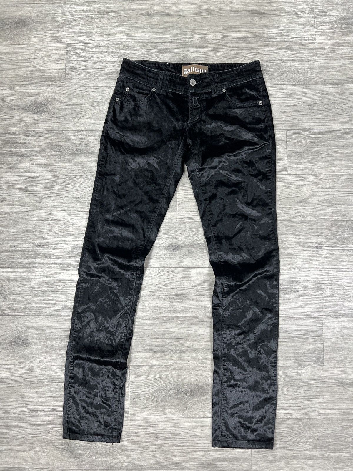 John Galliano John Galliano Women's Black Velvet Velour Skinny Jeans it 42 Size 28" / US 6 / IT 42 - 4 Thumbnail