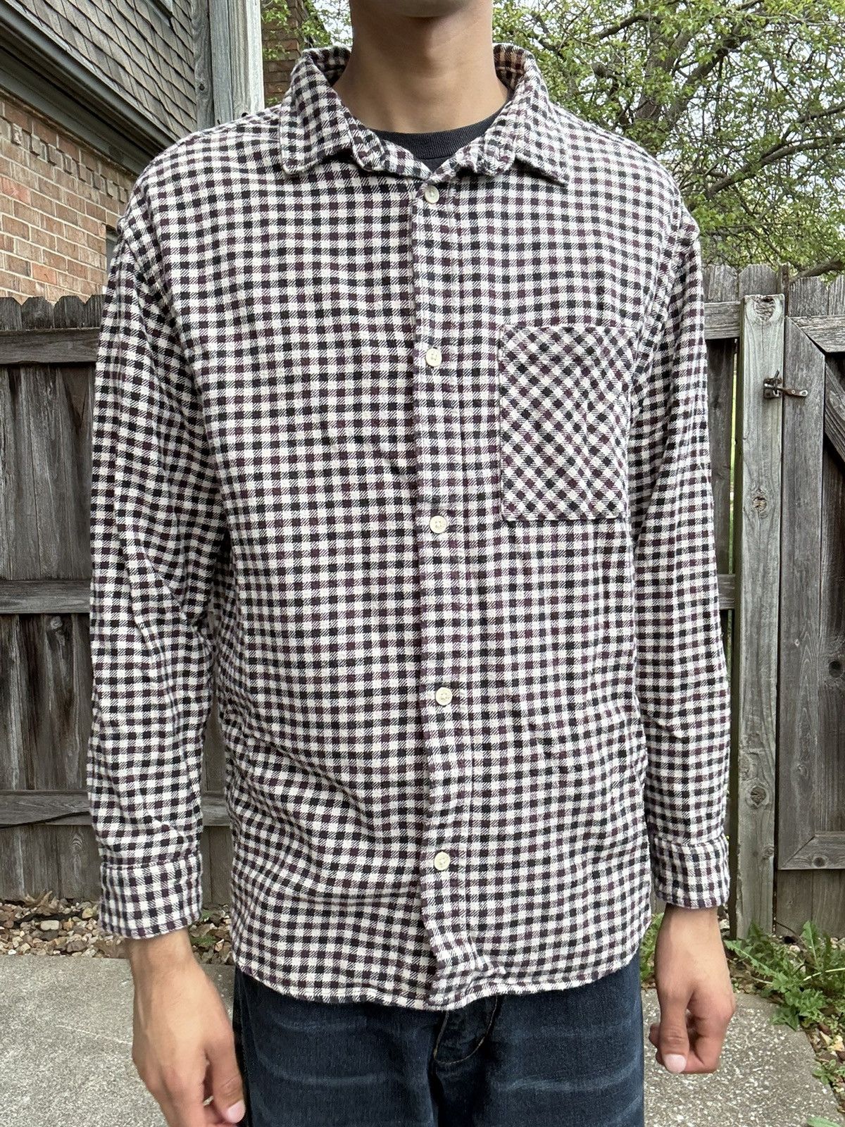 H&M Houndstooth Relaxed Fit Premium Cotton Flannel Shirt Size US M / EU 48-50 / 2 - 1 Thumbnail