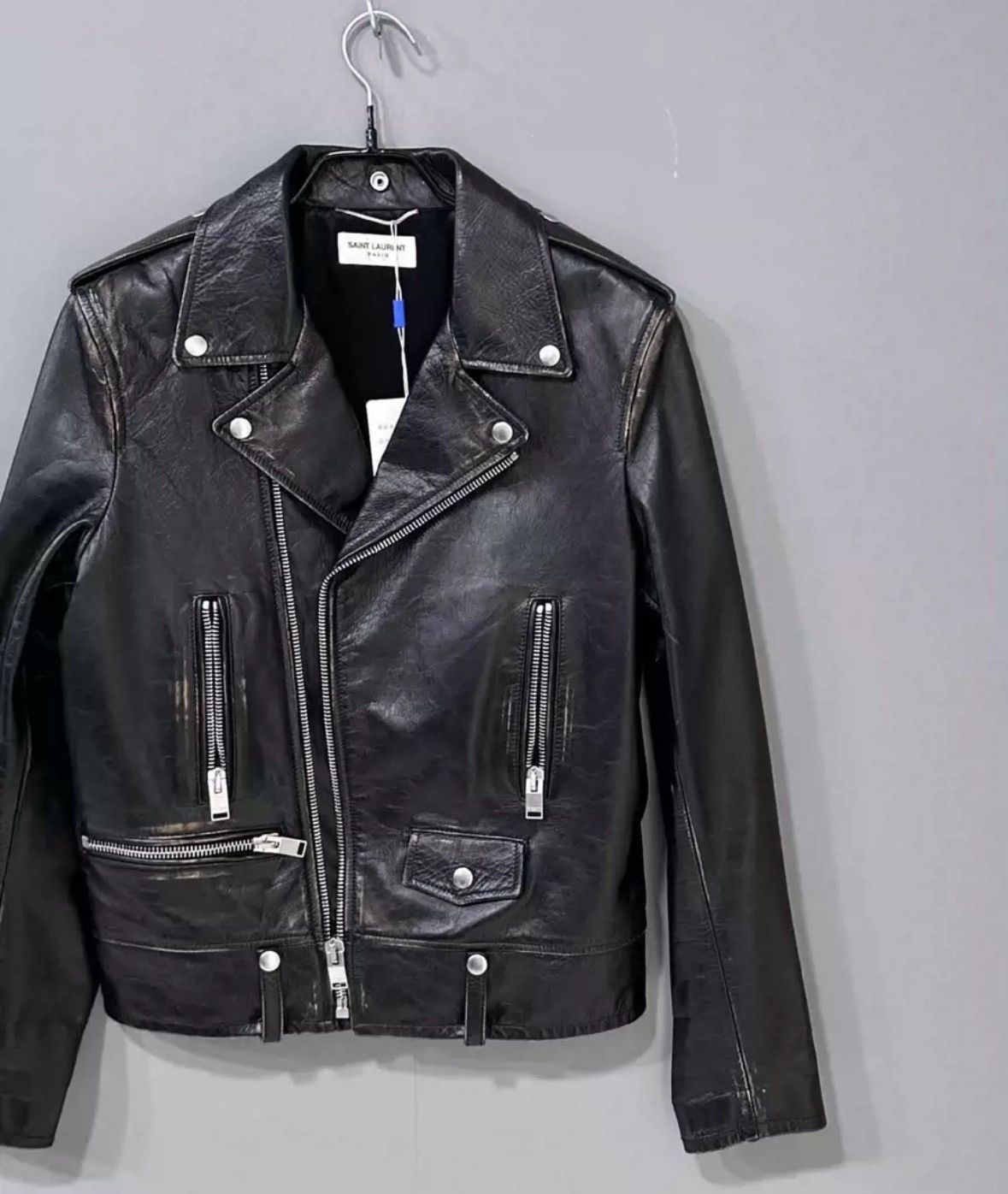 Saint Laurent Paris × Yves Saint Laurent SAINT LAURENT Little Cat Red WineMotorcycle Leather Jacket Size US M / EU 48-50 / 2 - 3 Thumbnail