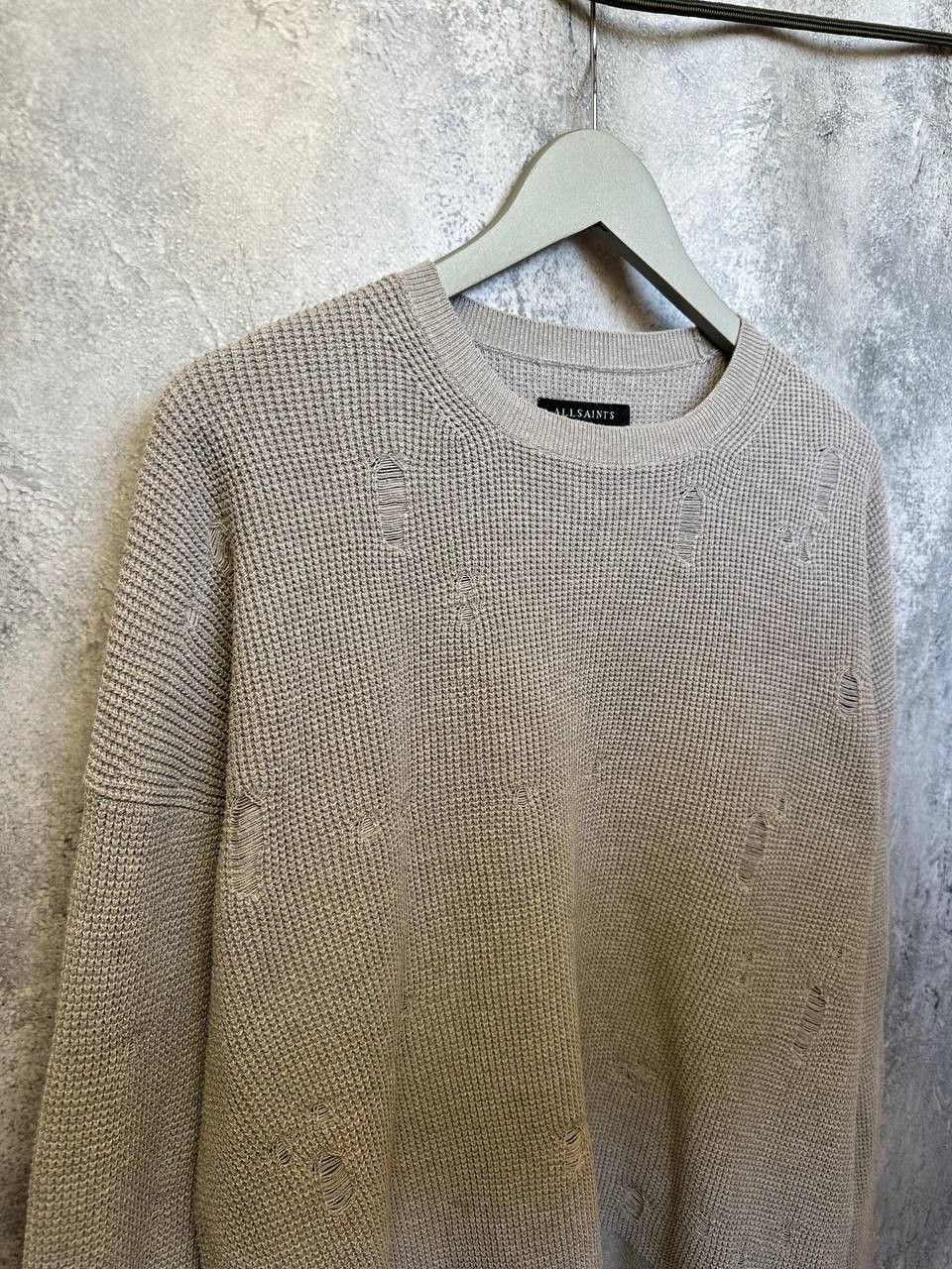 Allsaints ALLSAINTS FORRAM LS CREW Distressed Sweater Waffle Knit AG Size US S / EU 44-46 / 1 - 4 Thumbnail