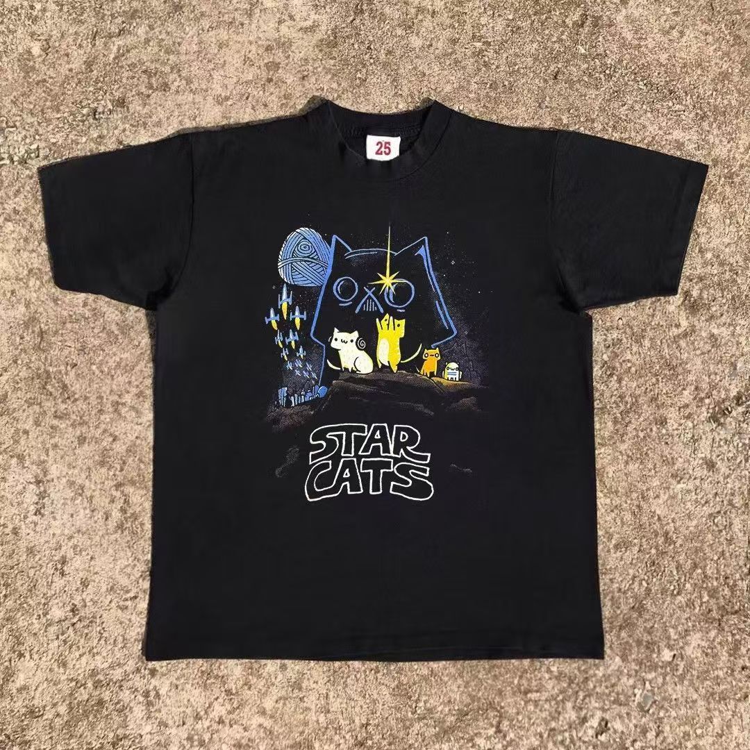 Japanese Brand × Vintage Black casual retro fun cat print t-shirt Size US M / EU 48-50 / 2 - 1 Thumbnail
