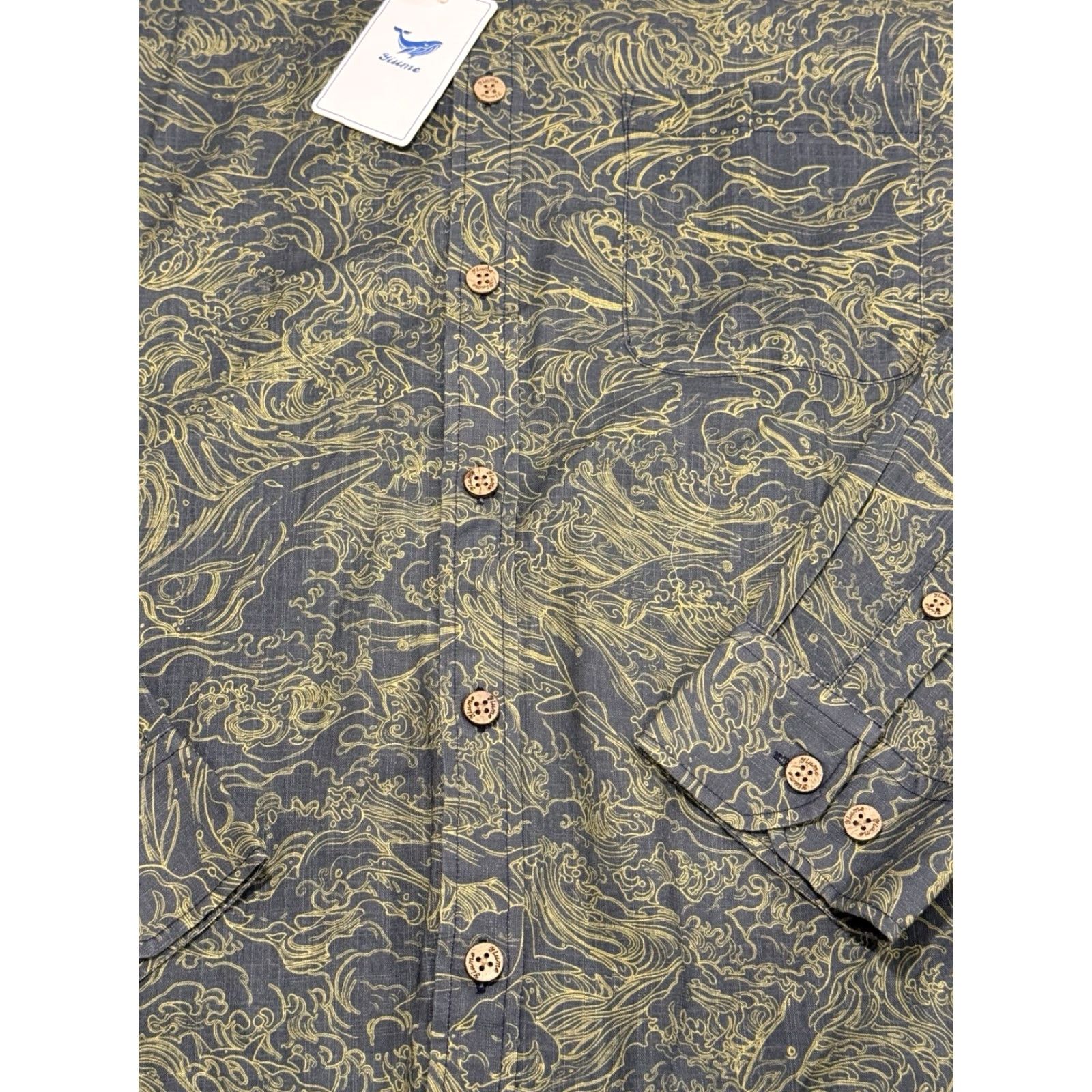 Vintage Yiume L/S Hawaiian Button-Down Shirt Mens Large Dance Of The Sea NWT Size US L / EU 52-54 / 3 - 5 Thumbnail