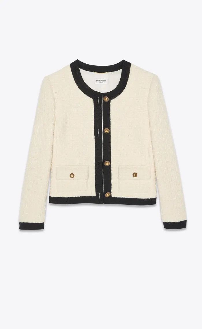 o1bcso1str0325 Short Jacket In Tweed in Cream