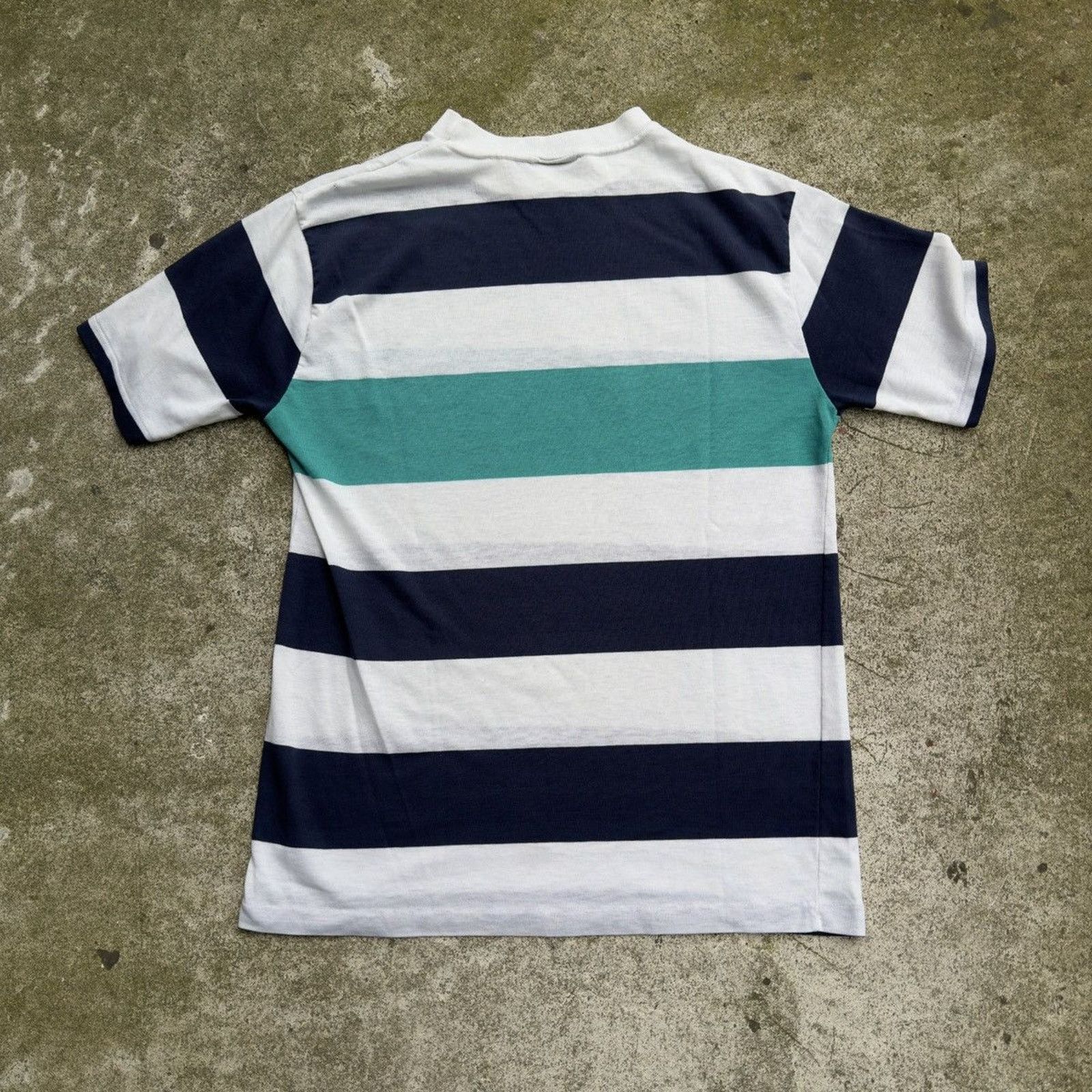 Vintage 70s Paper Thin Distressed Striped Blue Faded Tee ERD Grunge Size US S / EU 44-46 / 1 - 12 Thumbnail