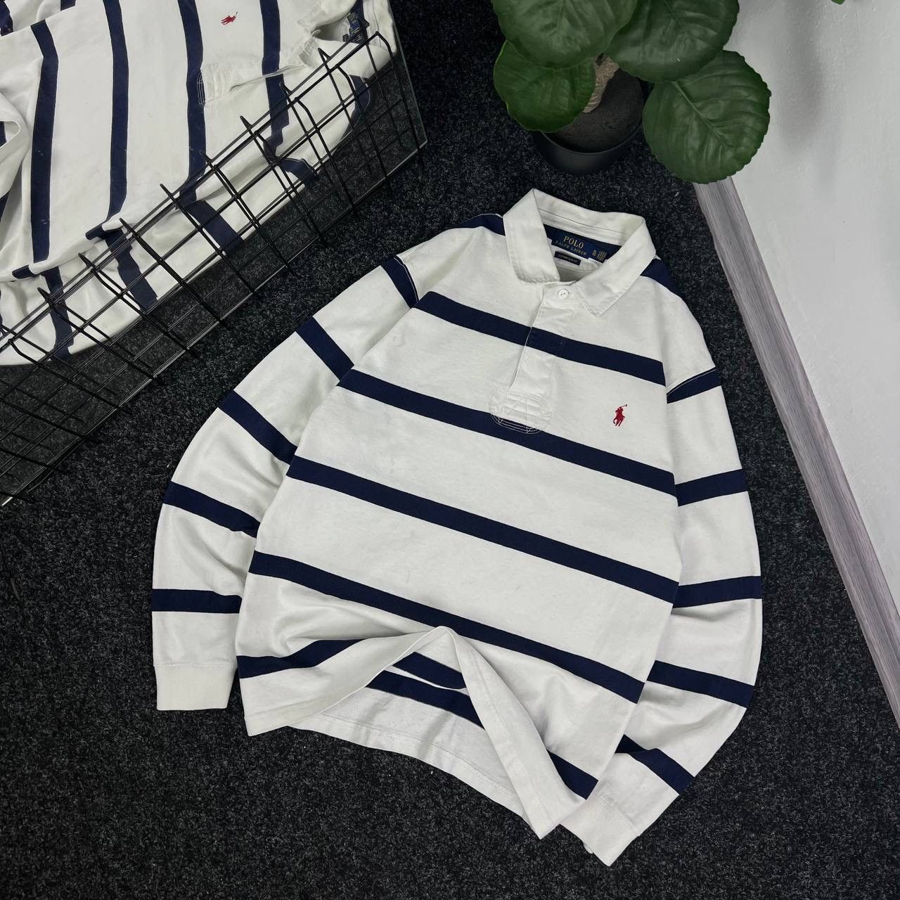 Polo Ralph Lauren Rugby stripped vintage polo ralph lauren 90s casual preppy Size US XL / EU 56 / 4 - 1 Thumbnail