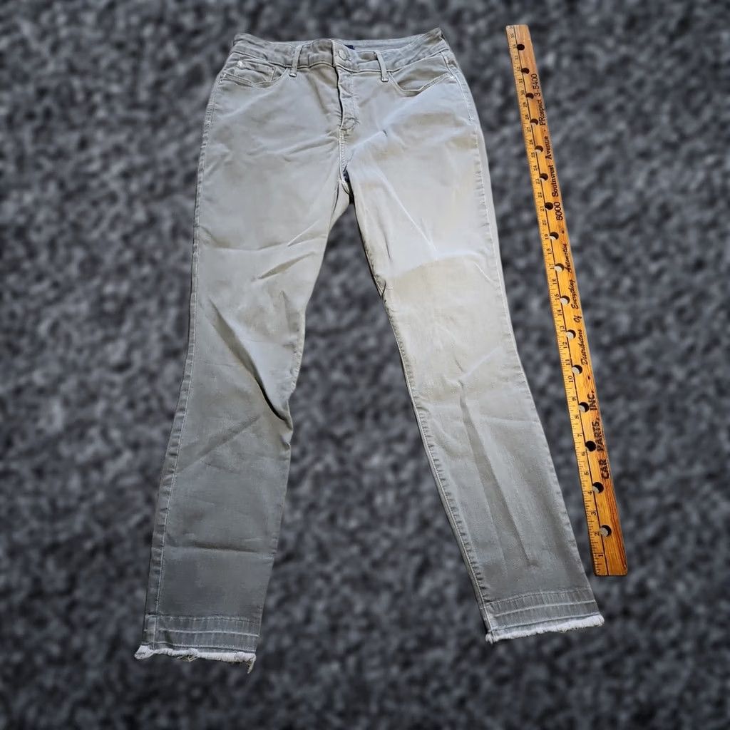 NYDJ VINTAGE NYDJ Jeans Gray Wash 10 Stretch Denim Distressed Fringe Hem bootcut Womens Regular Size 10 Gray Size 32" / US 10 / IT 46 - 1 Thumbnail