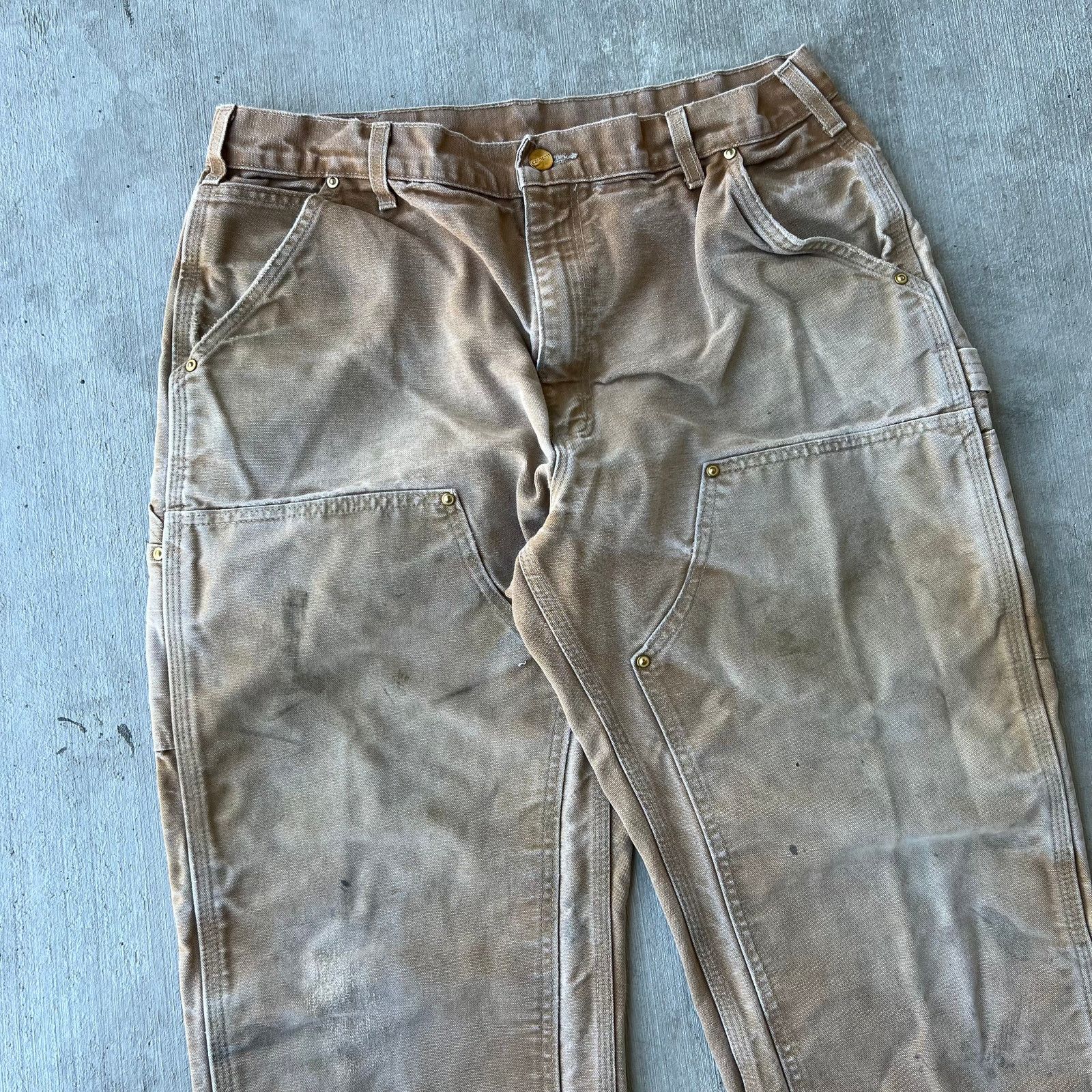 Carhartt × Vintage Carhartt faded brown double knee work wear carpenter pants Size US 33 - 2 Thumbnail