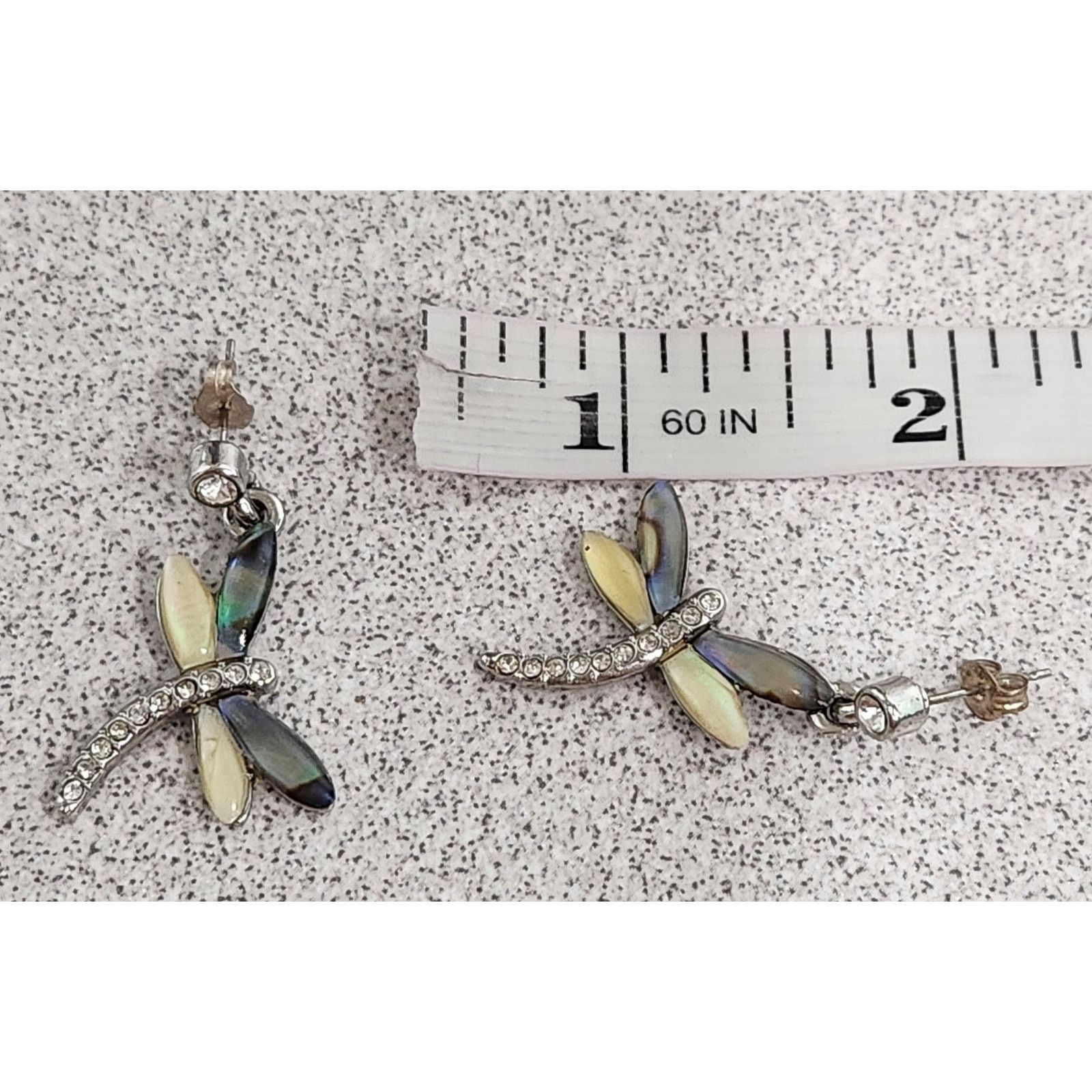 Other Silver Colored Stones Rhinestones Dragonfly Stud Earrings Size ONE SIZE - 4 Thumbnail