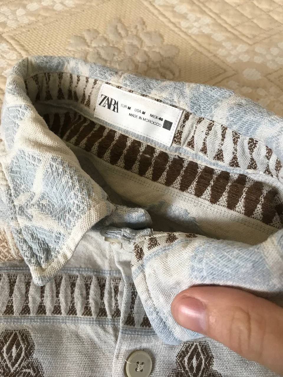 Zara 🔥 Zara Geometric Jacquard Shirt Ecru Beige Hawaiian Art Size US M / EU 48-50 / 2 - 8 Thumbnail