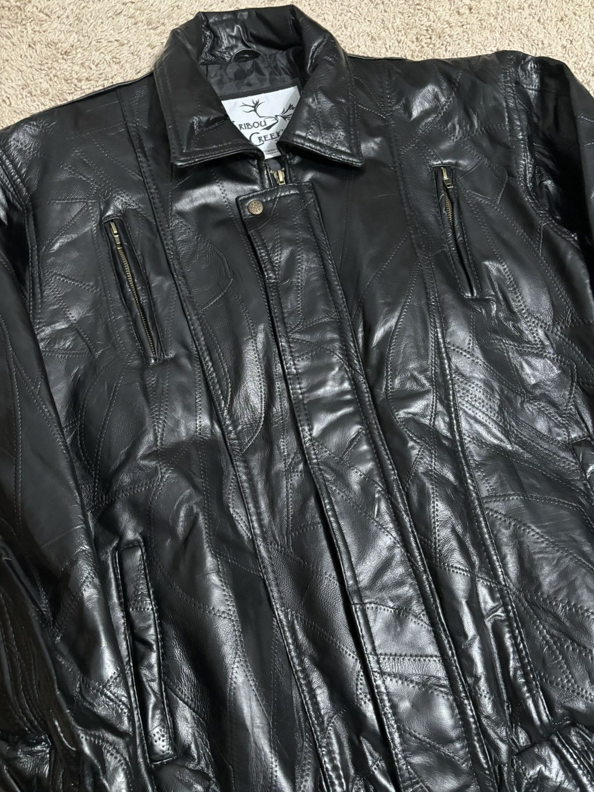 Vintage Caribou Creek Lambskin Patchwork Leather Jacket Size US XL / EU 56 / 4 - 2 Thumbnail