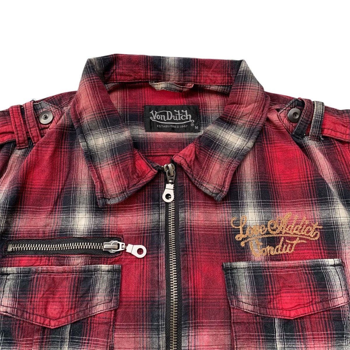 Japanese Brand × Von Dutch Von Dutch Embroidered Ziper Flanel Shirt🏁 Size US M / EU 48-50 / 2 - 4 Thumbnail