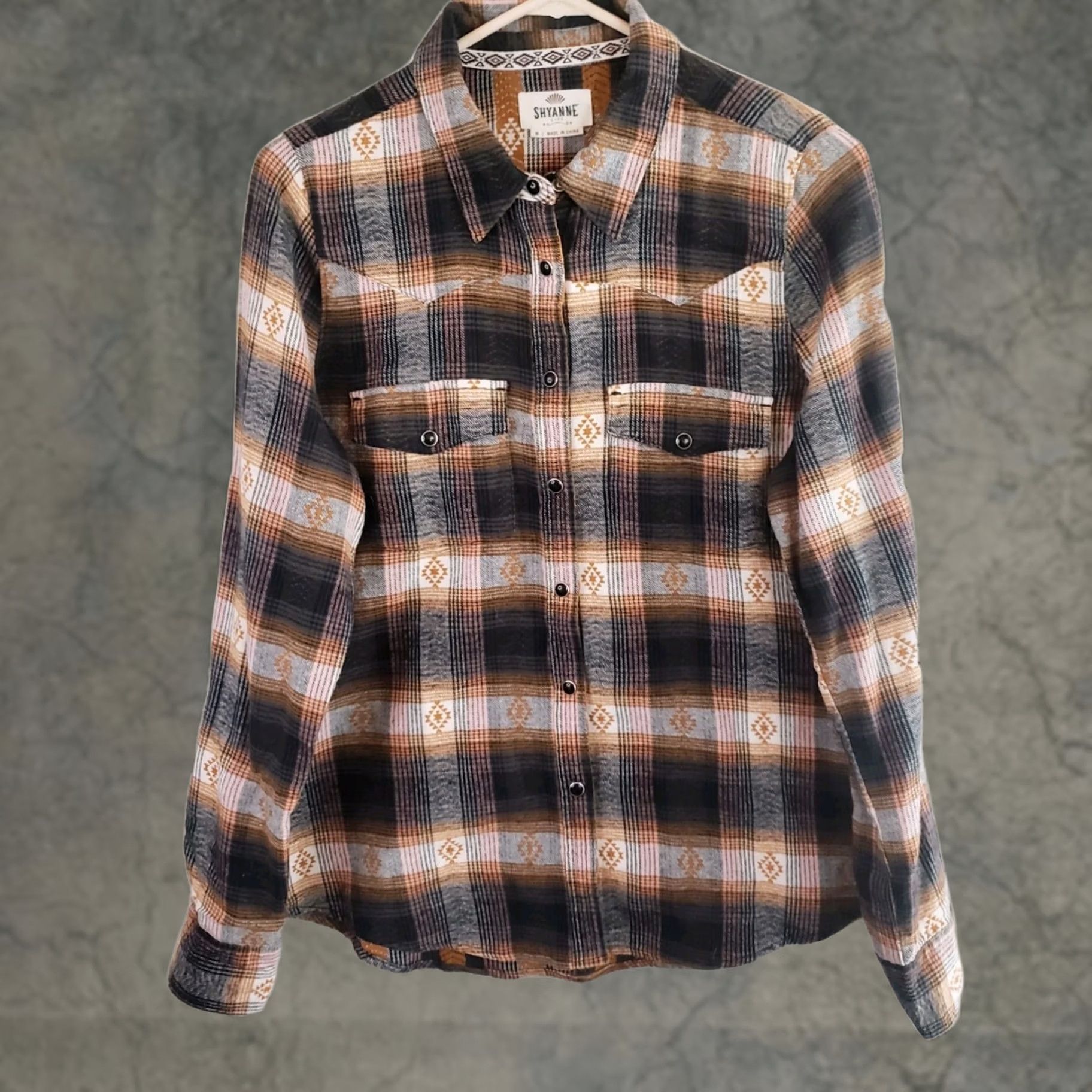 Vintage Shyanne Western Flannel Shirt Womens M Brown Plaid Pearl Snap Long Sleeve Size M / US 6-8 / IT 42-44 - 1 Thumbnail