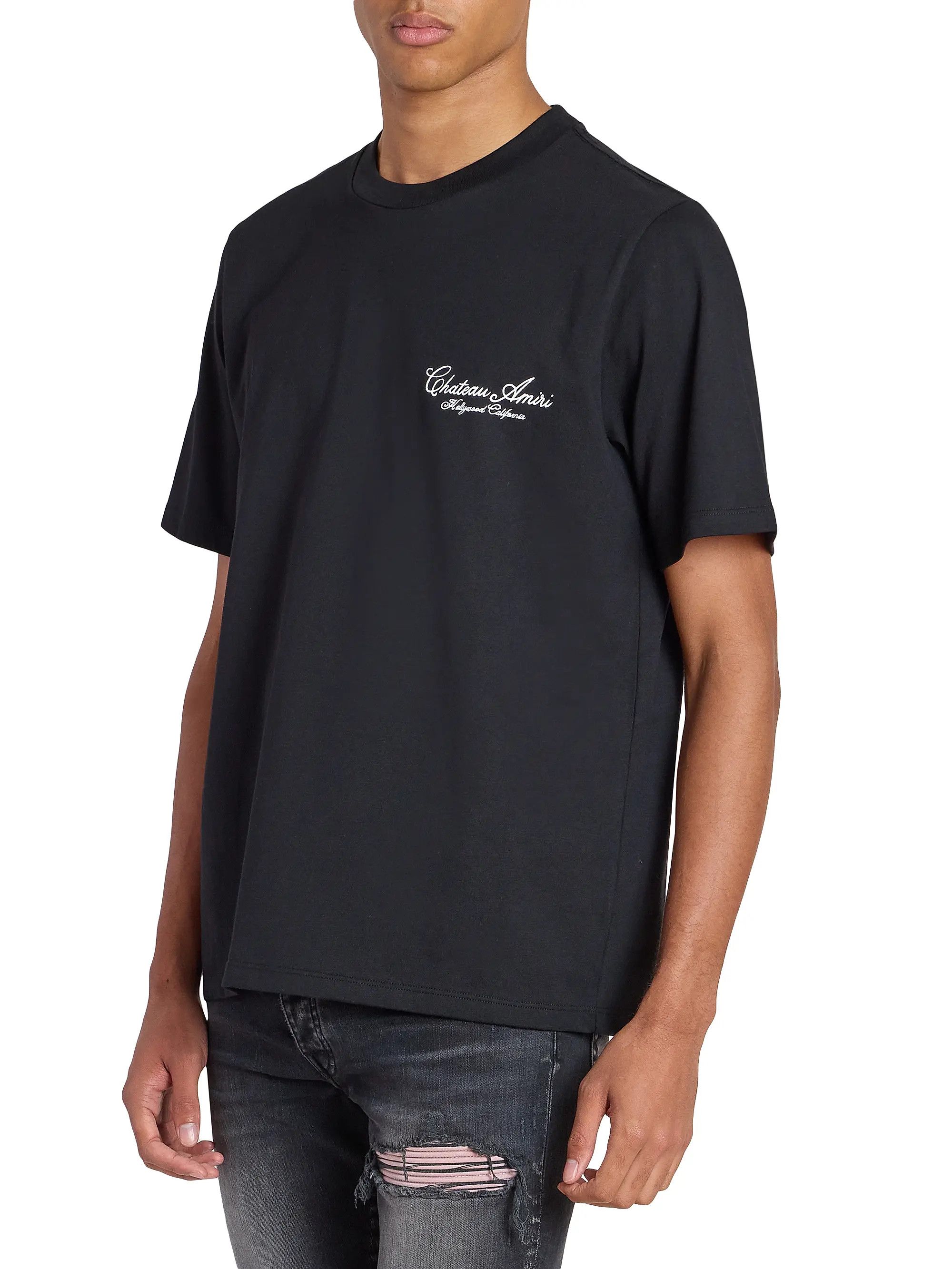 Amiri os11x0526 Chateau Script Crewneck T-Shirt in Black Size US L / EU 52-54 / 3 - 4 Thumbnail