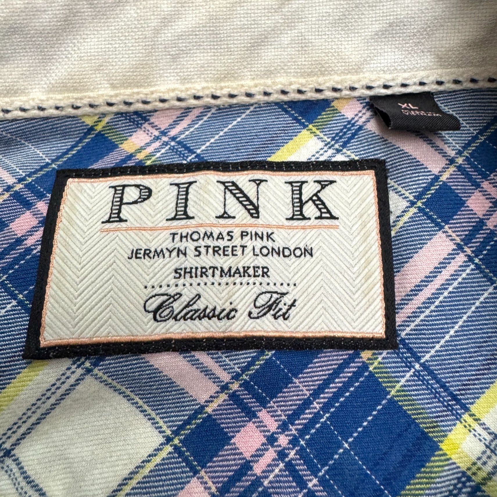 Pinko Thomas Pink Button-Down Shirt Mens XL Blue Plaid Classic Fit Long Sleeve Cotton Shirt Size US XL / EU 56 / 4 - 7 Thumbnail