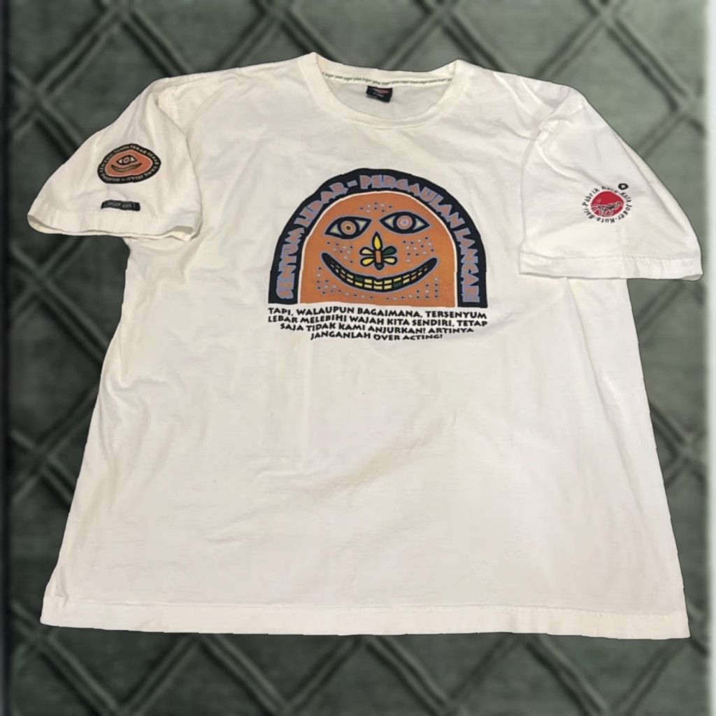 VINTAGE 1998 Bali Indonesia Joger Jelek Art Drawing White T-Shirt XL Men