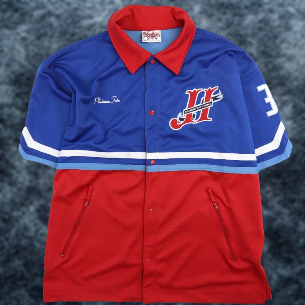 Vintage Platinum Fubu Harlem Globetrotters Track Suit Jersey Shirt