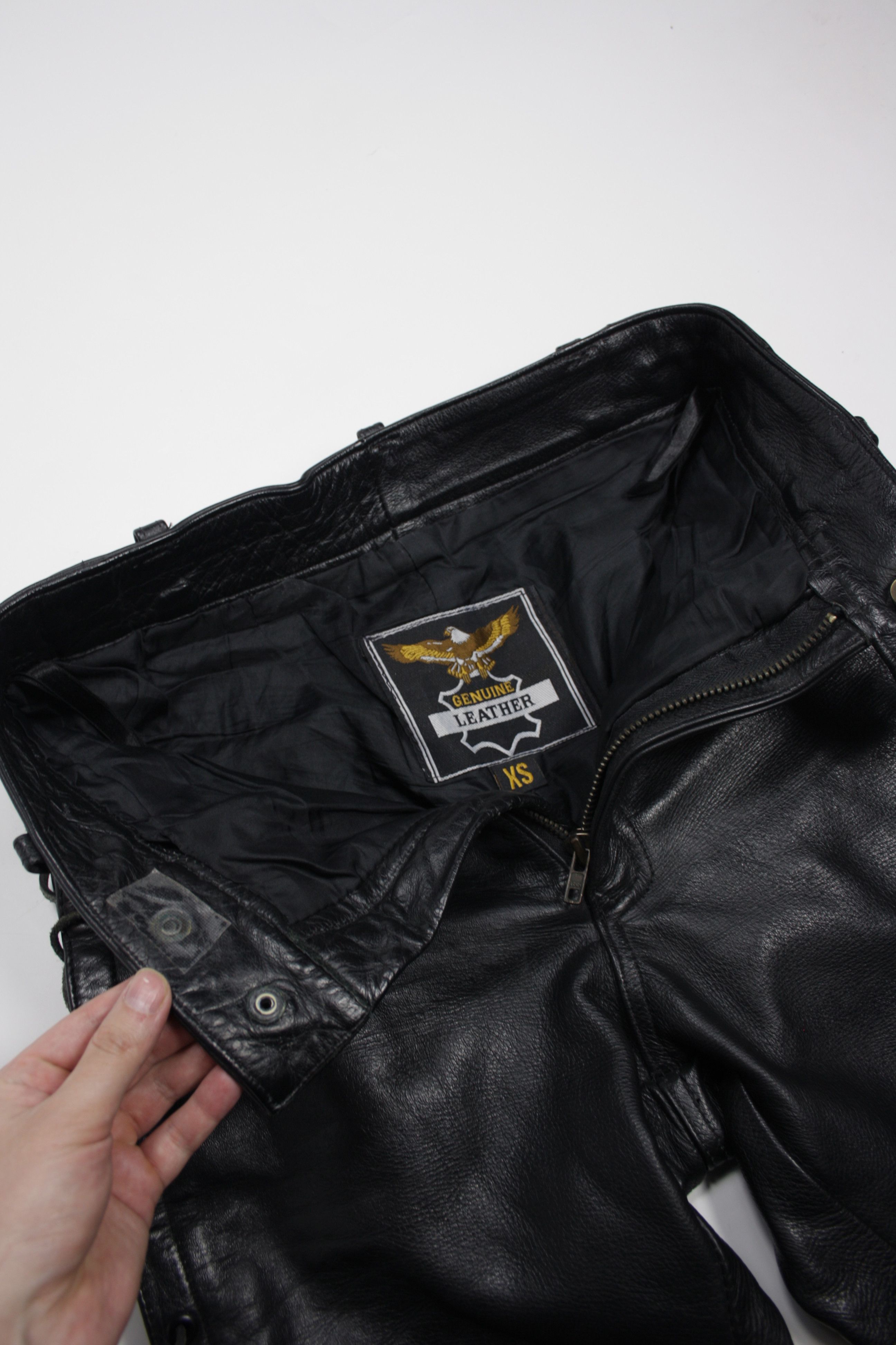 Genuine Leather × Vintage Vintage 90s Biker Riding Genuine Leather Laces Pants Size US 28 / EU 44 - 8 Thumbnail