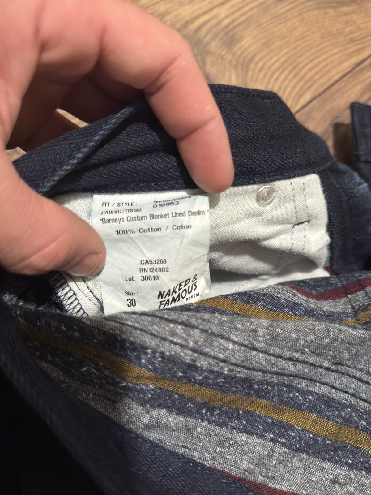 Naked & Famous Barneys Custom Blanket Lined Raw Denim Size US 30 / EU 46 - 3 Thumbnail