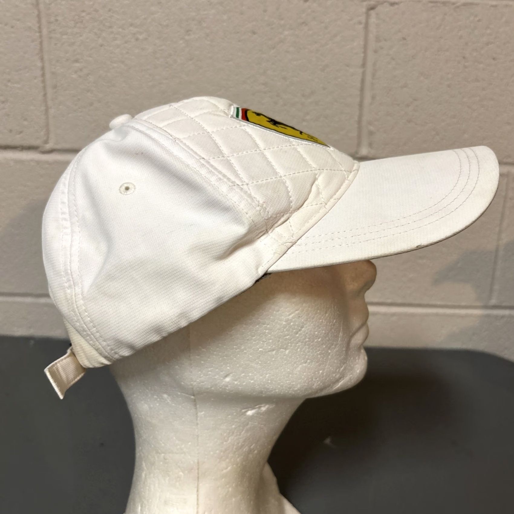 Ferrari VINTAGE Ferrari Hat Cap Scuderia Ferrari Formula 1 F1 Quilted Logo White OSFA Mens Size ONE SIZE - 4 Thumbnail
