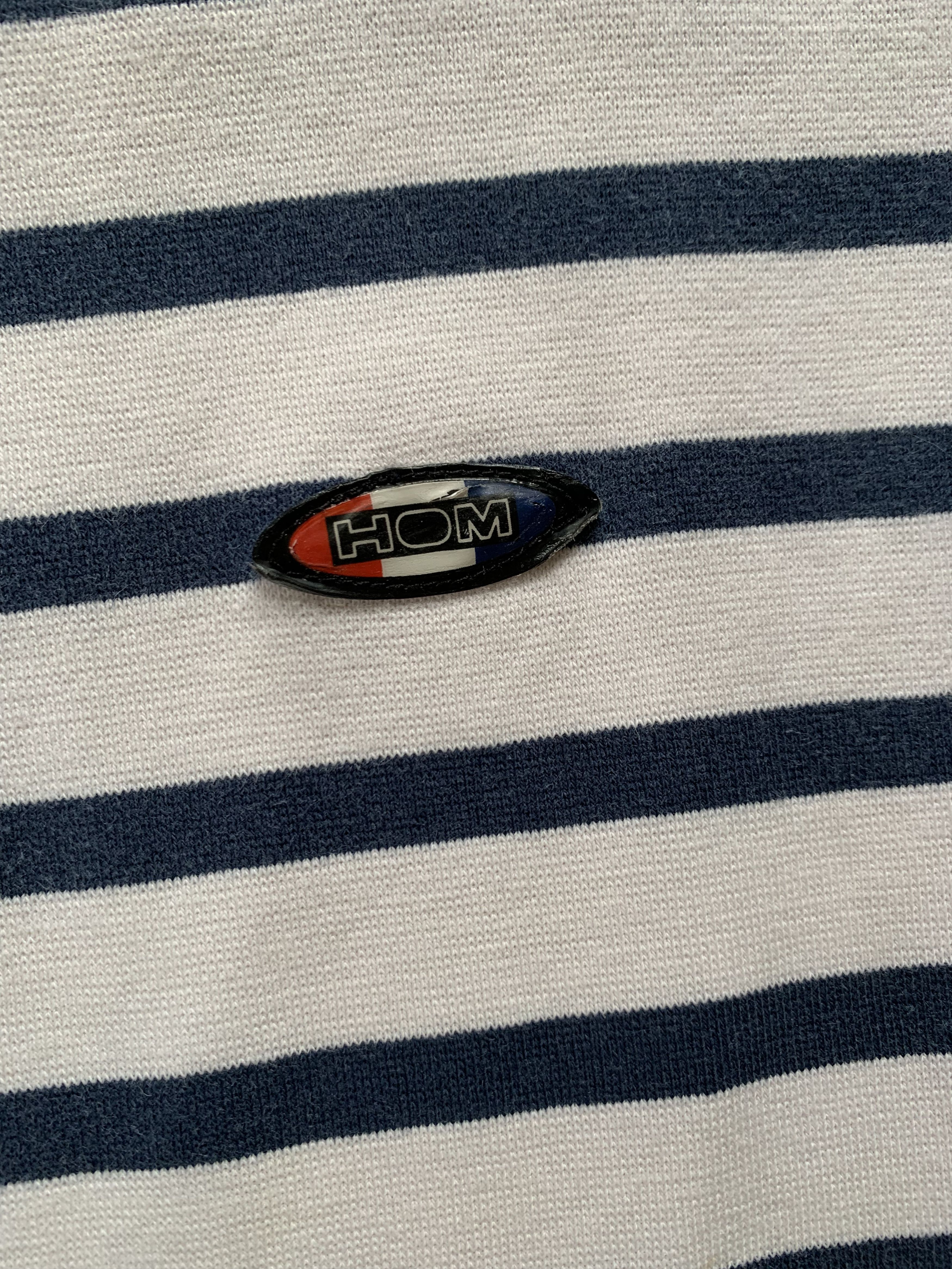 Designer × Vintage Vintage HOM Stripe Quarter Zip Cotton T Shirt Size US L / EU 52-54 / 3 - 5 Thumbnail