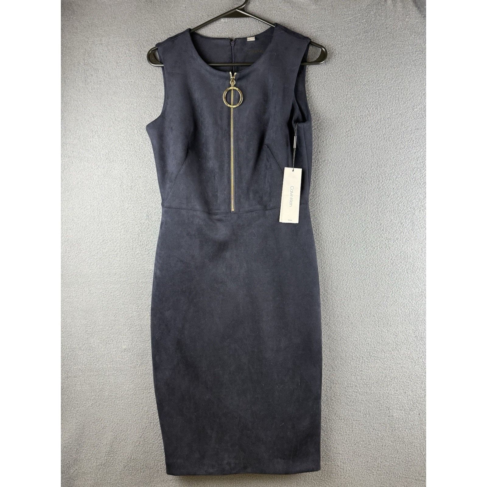 Calvin Klein CALVIN KLEIN NWT $134 Navy Faux Suede Pencil Dress Size 6 Size M / US 6-8 / IT 42-44 - 1 Thumbnail