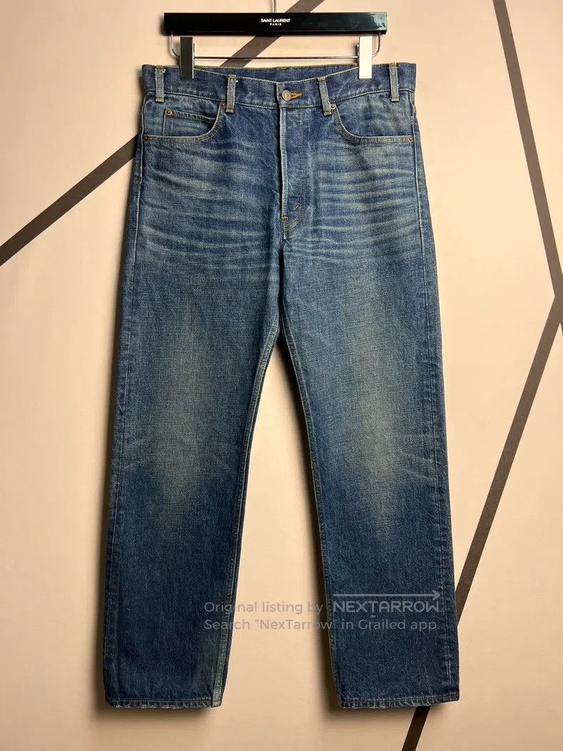 Celine Celine Deep Blue Water Wave Wash Straight Leg Jeans Size US 31 - 1 Thumbnail